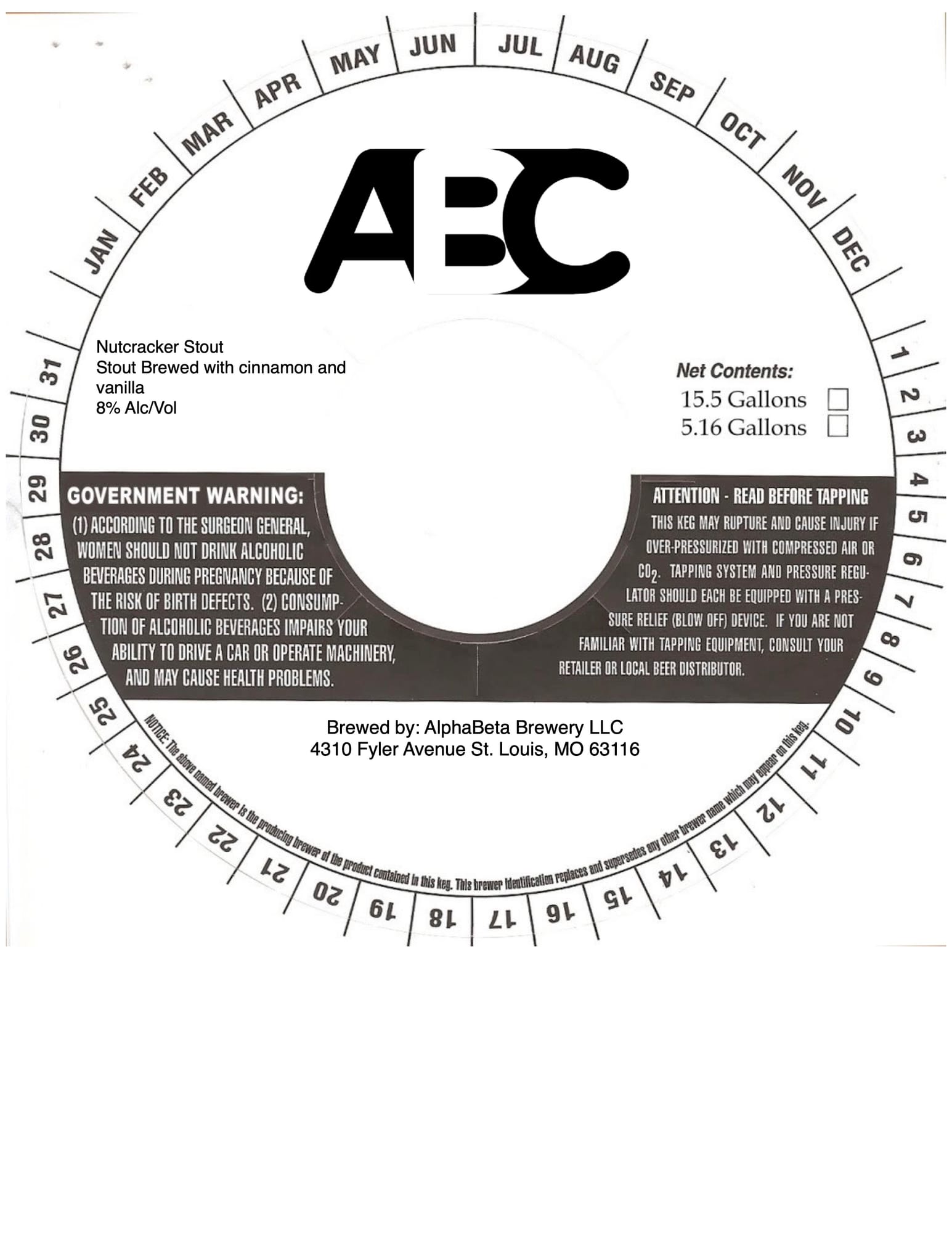 Nutcracker Stout by AlphaBeta Brewery LLC - beer label