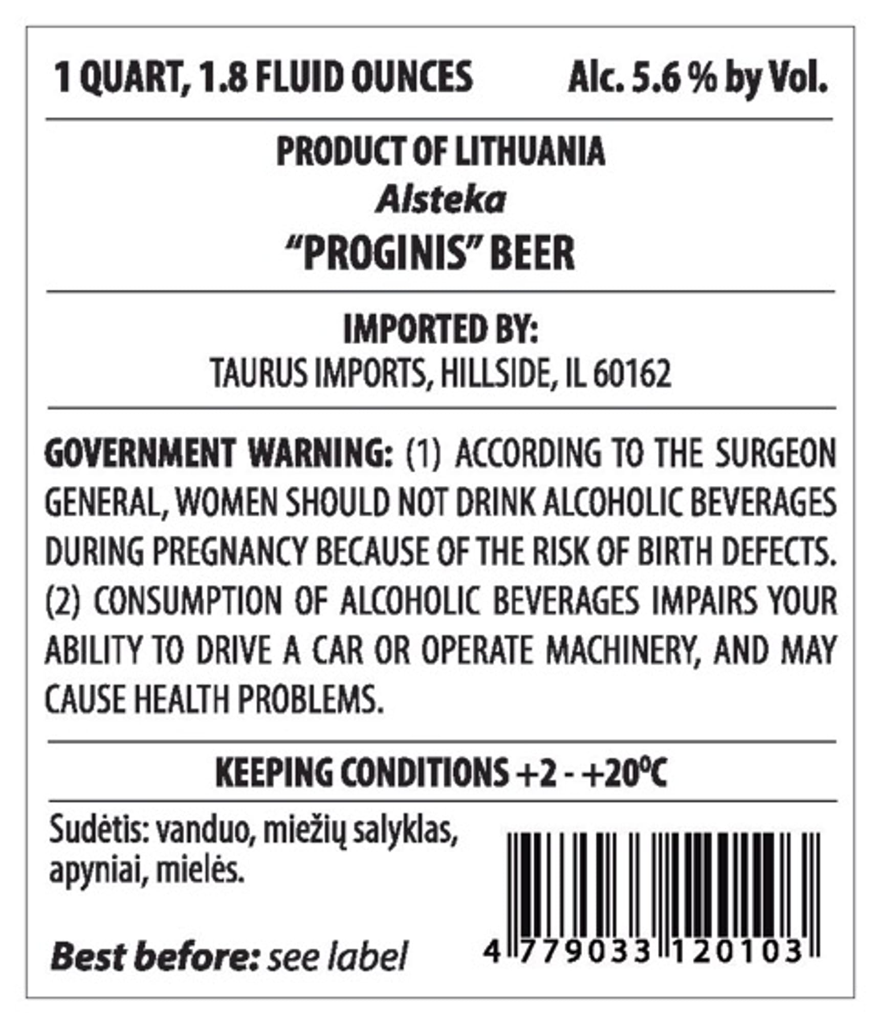 Proginis by Alsteka - beer label