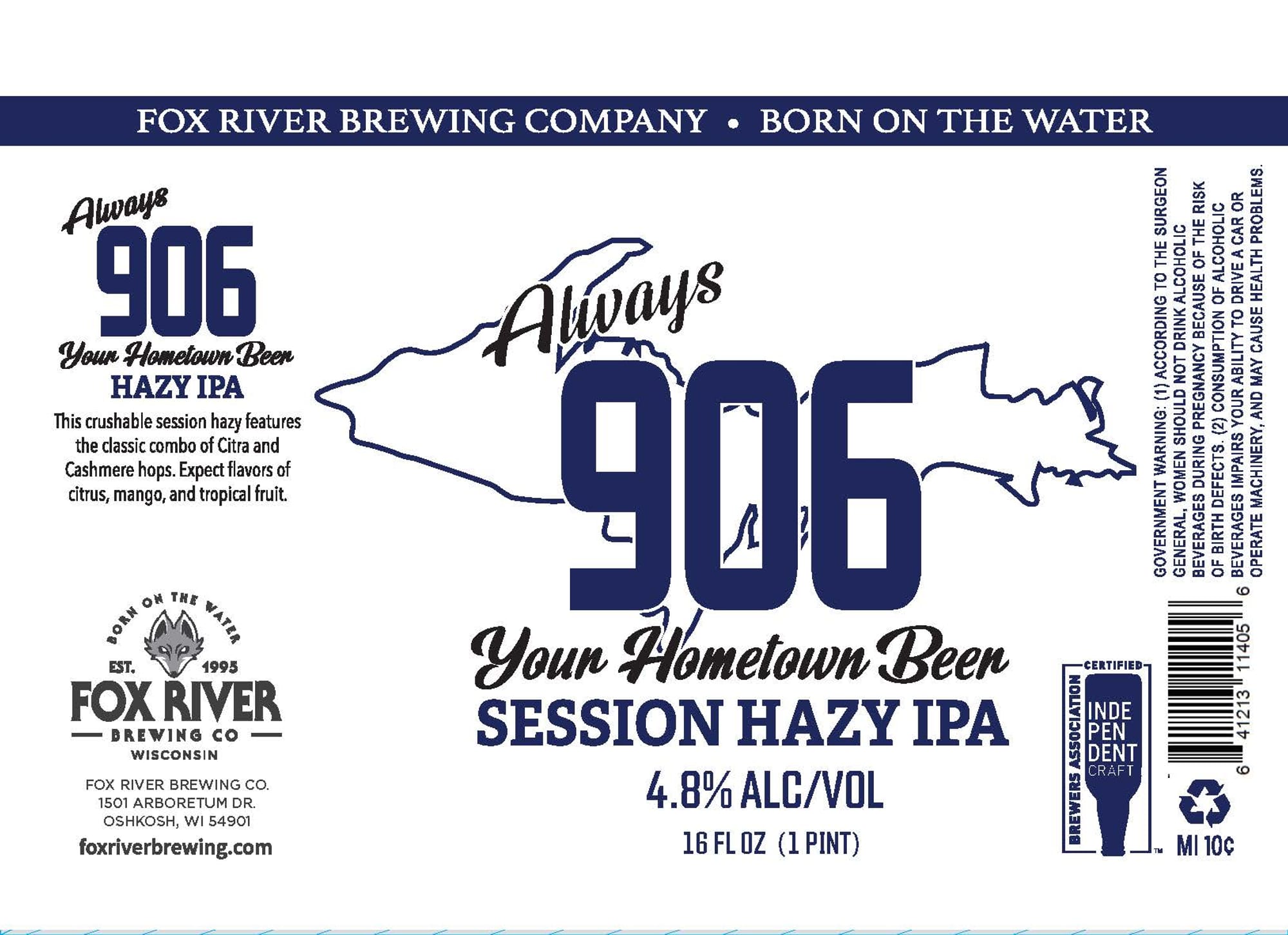 Always 906 by Fox River Brewing Company - beer label