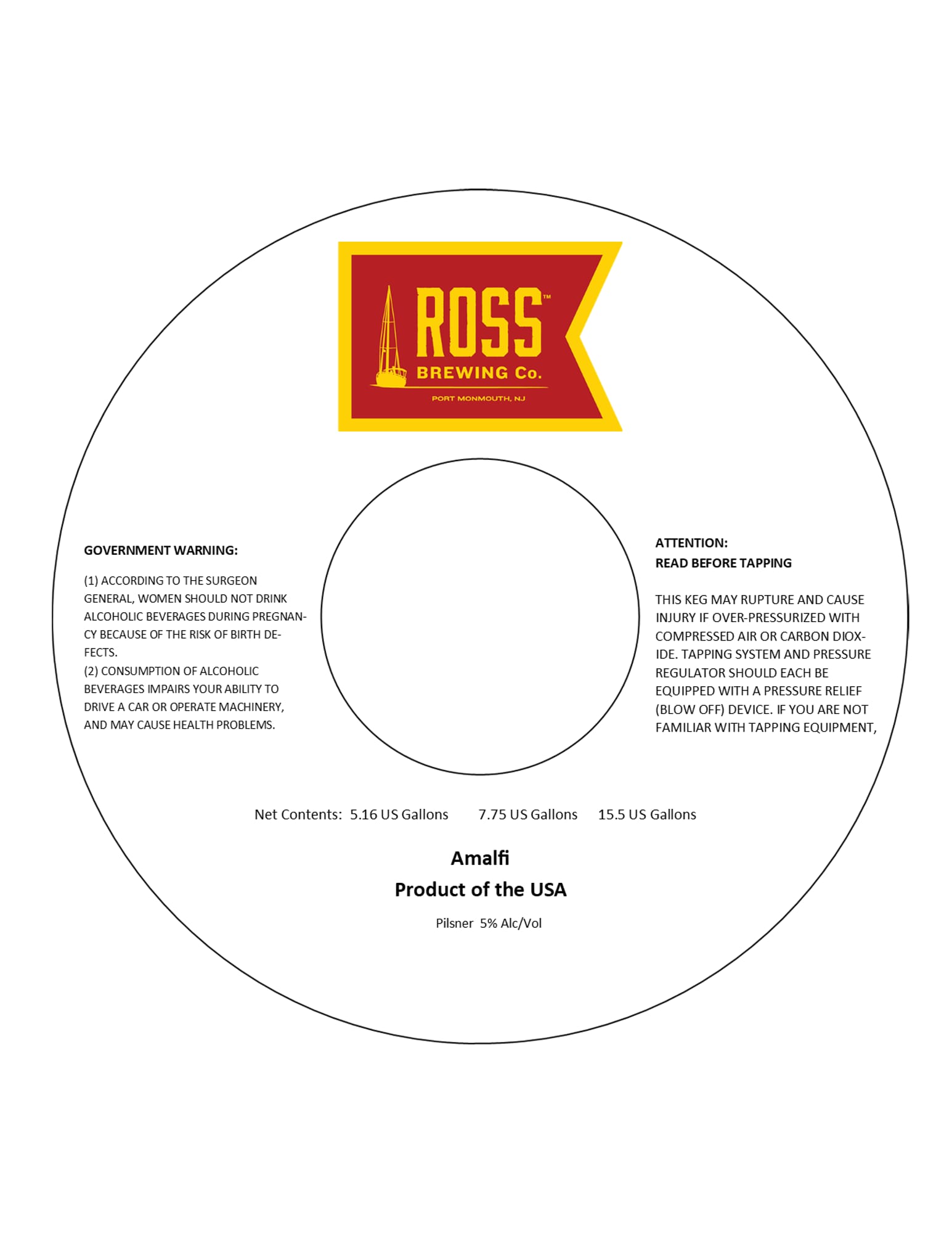 Amalfi Pilsner by Ross Brewing Co. - beer label