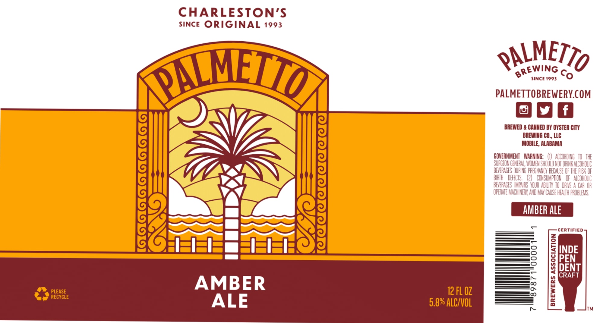 Amber Ale by Palmetto Brewing Co. - beer label