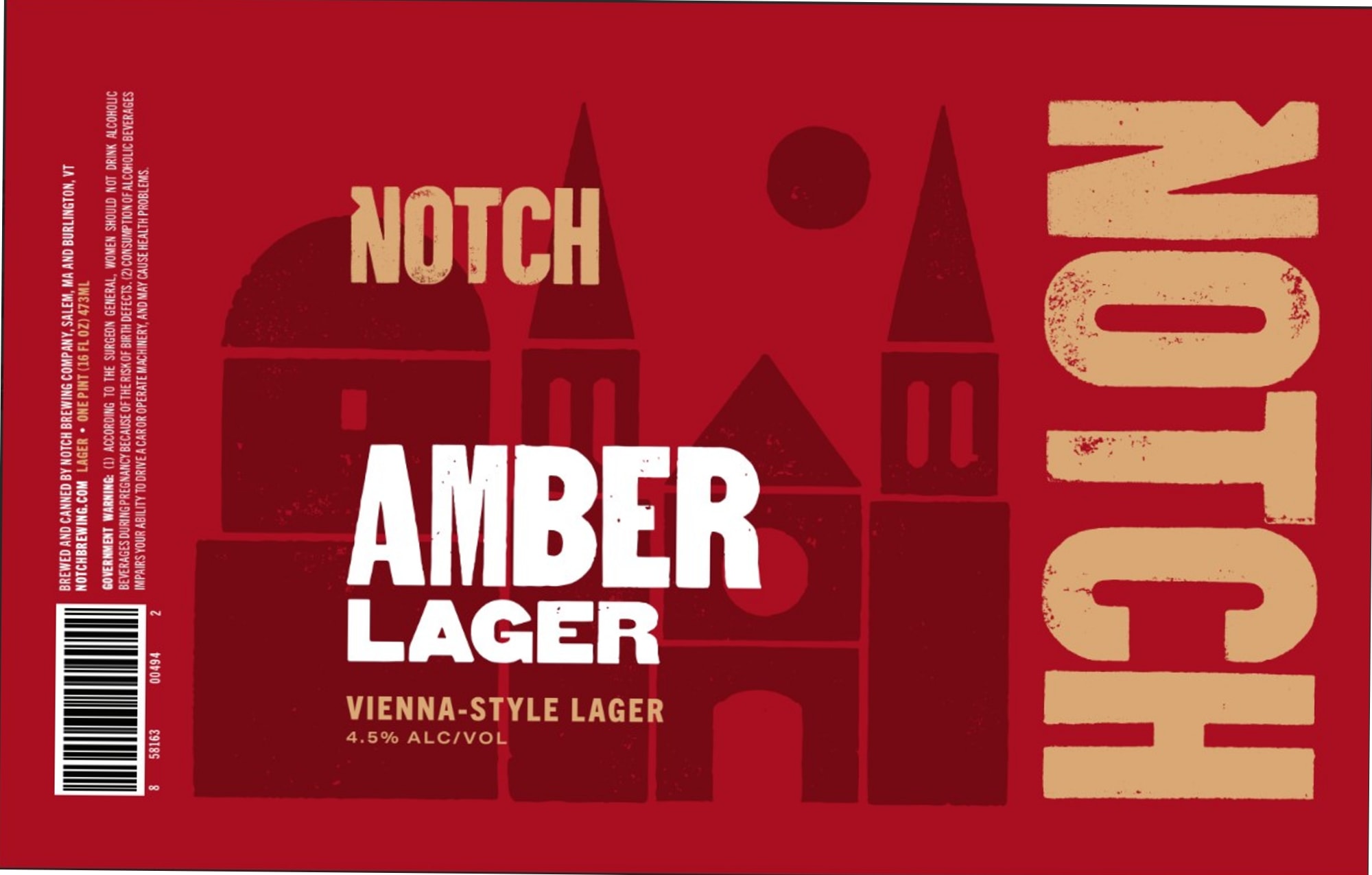 Amber Lager by Notch Brewing - beer label