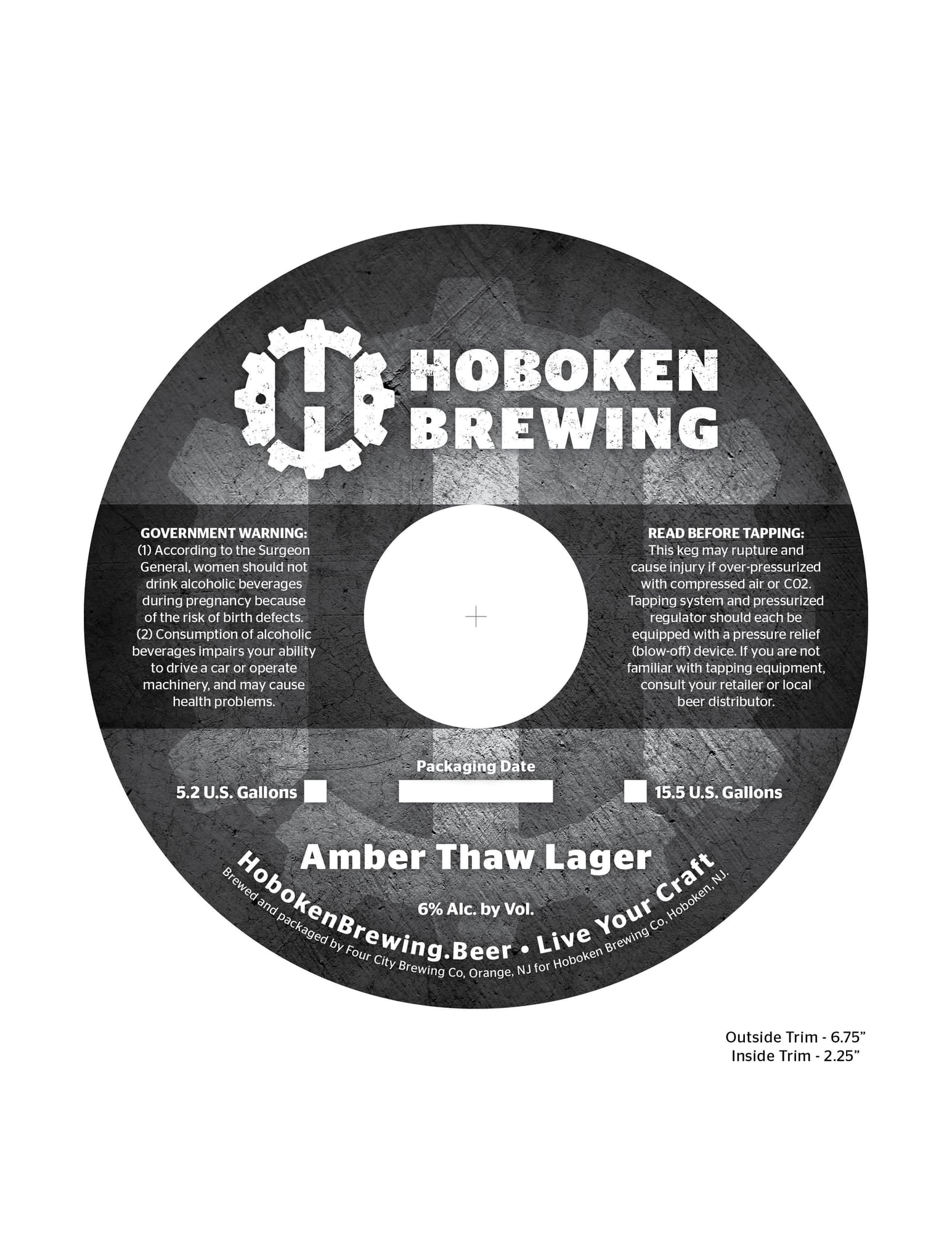 AMBER THAW LAGER by HOBOKEN BREWING - beer label