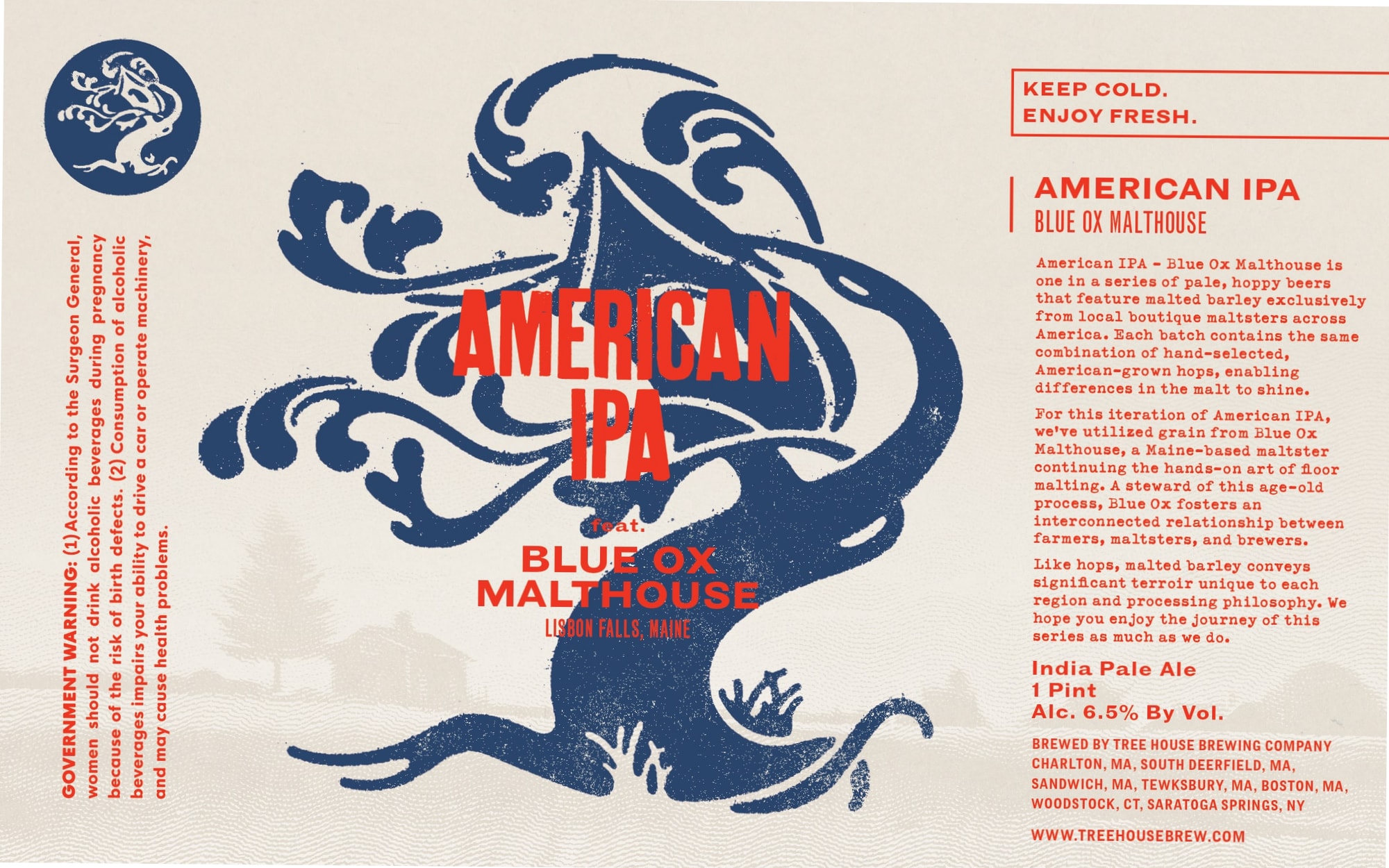 American IPA – Blue Ox Malthouse by Tree House Brewing Company - beer label