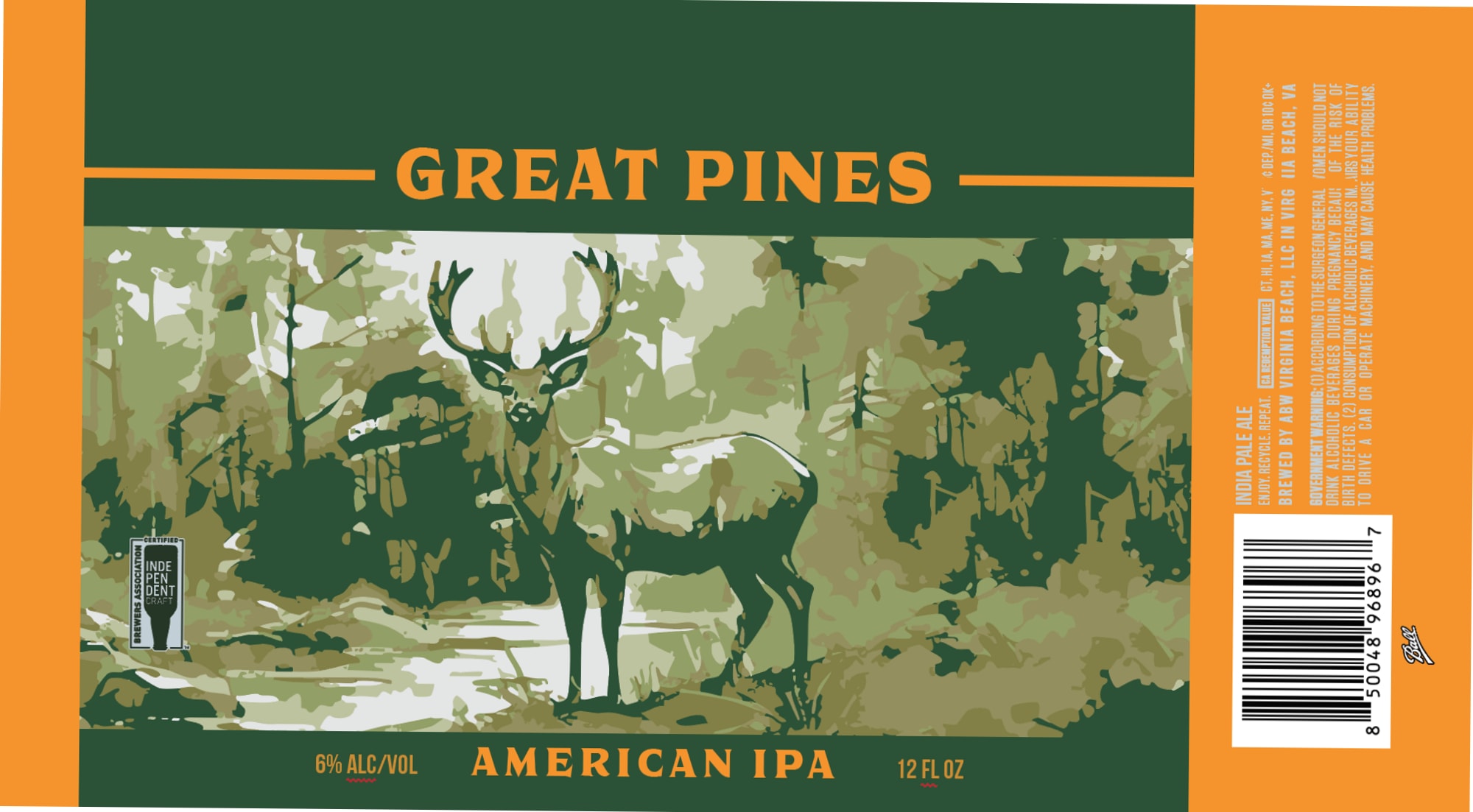 American IPA by Great Pines Brewing - beer label