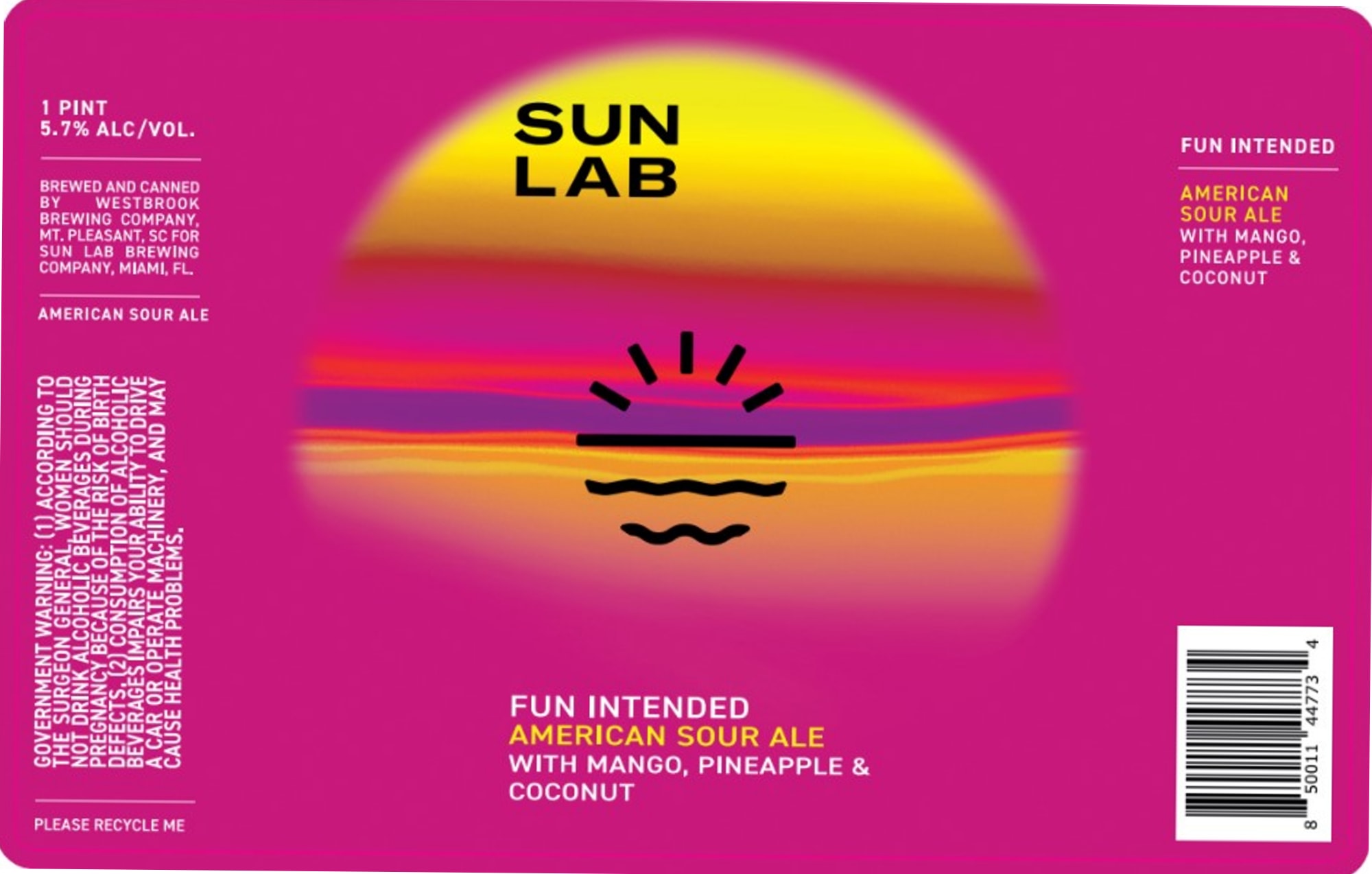 American Sour Ale with Mango, Pineapple & Coconut by Sun Lab Brewing Company - beer label