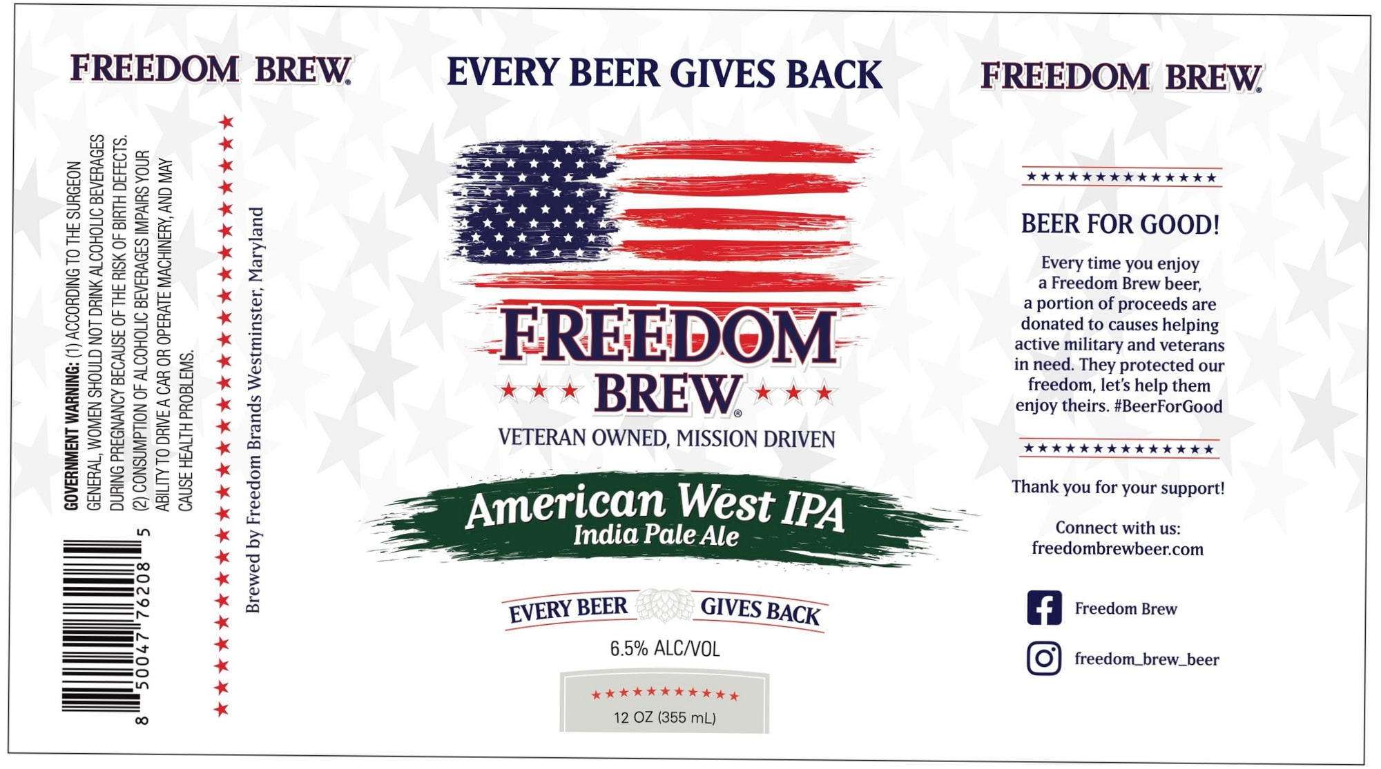 American West IPA by Freedom Brew - beer label
