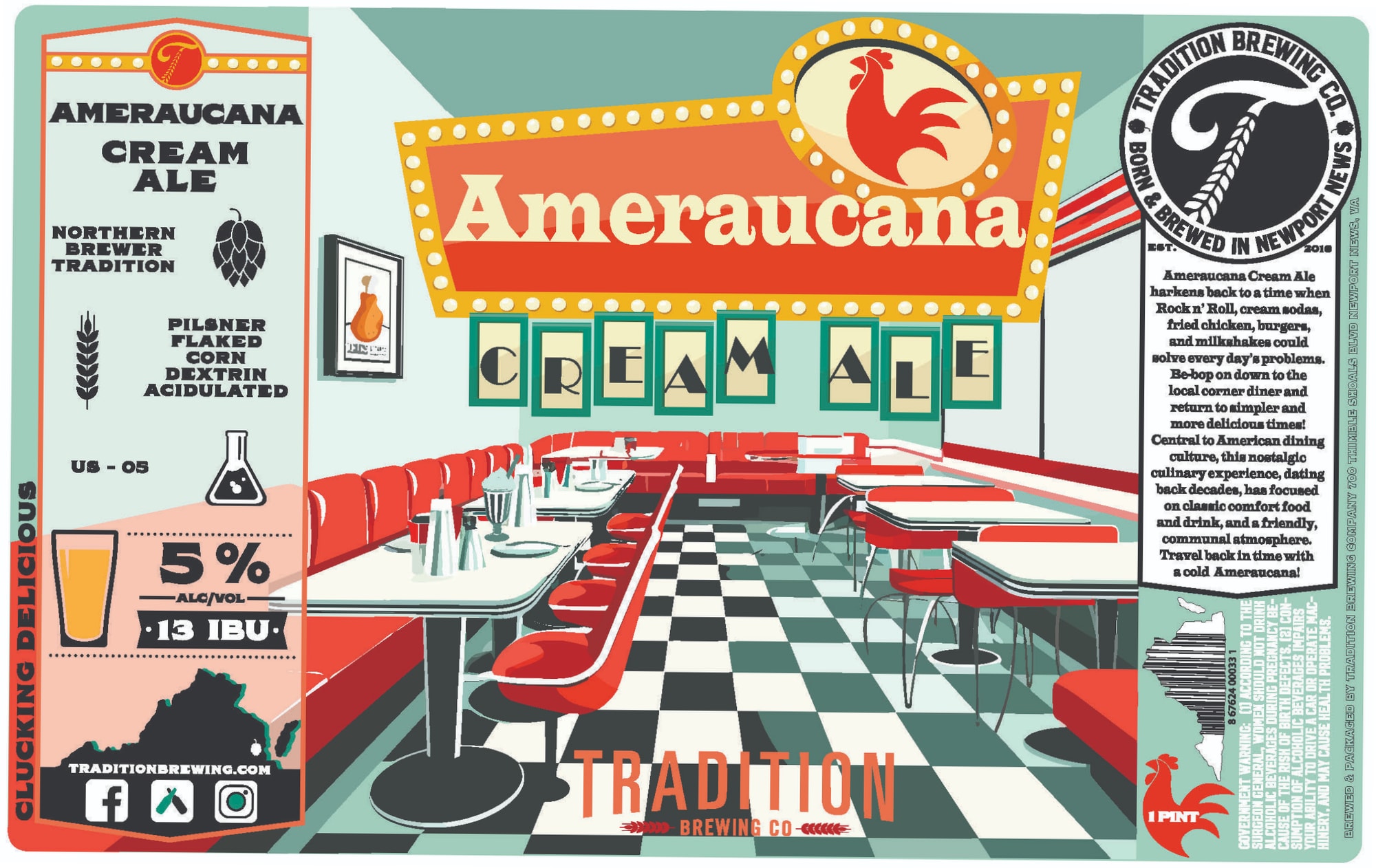 Americana Cream Ale by Tradition Brewing Co. - beer label