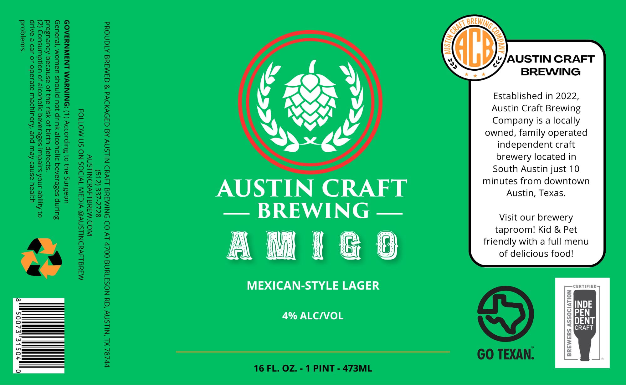 Amigo by Austin Craft Brewing - beer label