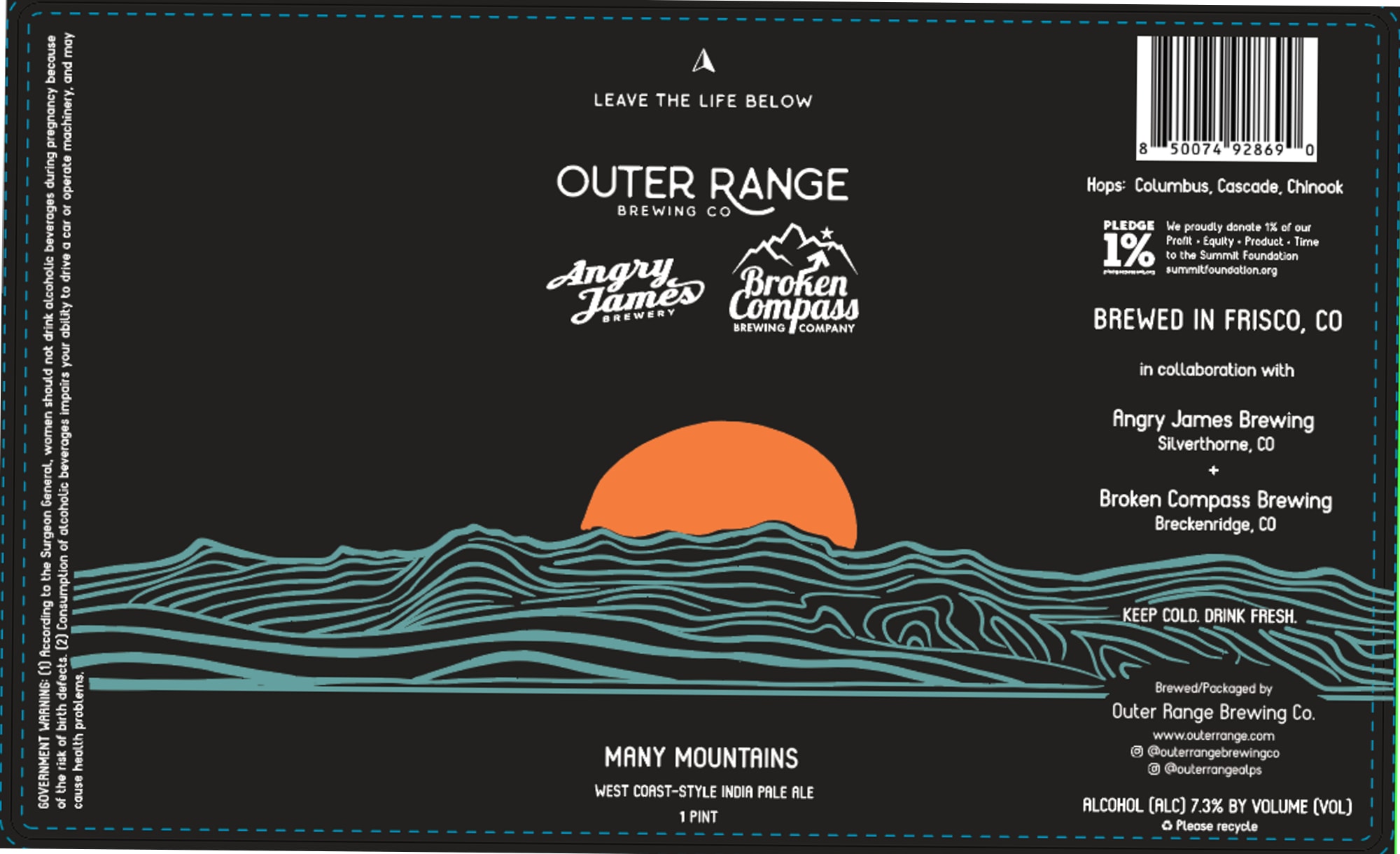 Angry James Broken Compass by Outer Range Brewing Co. - beer label
