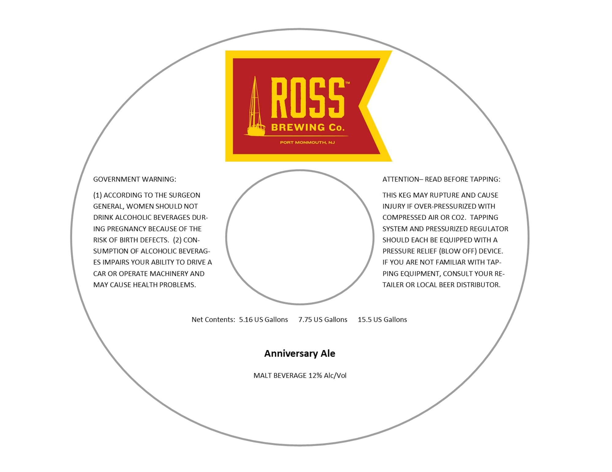 Anniversary Ale by Ross Brewing Co. - beer label