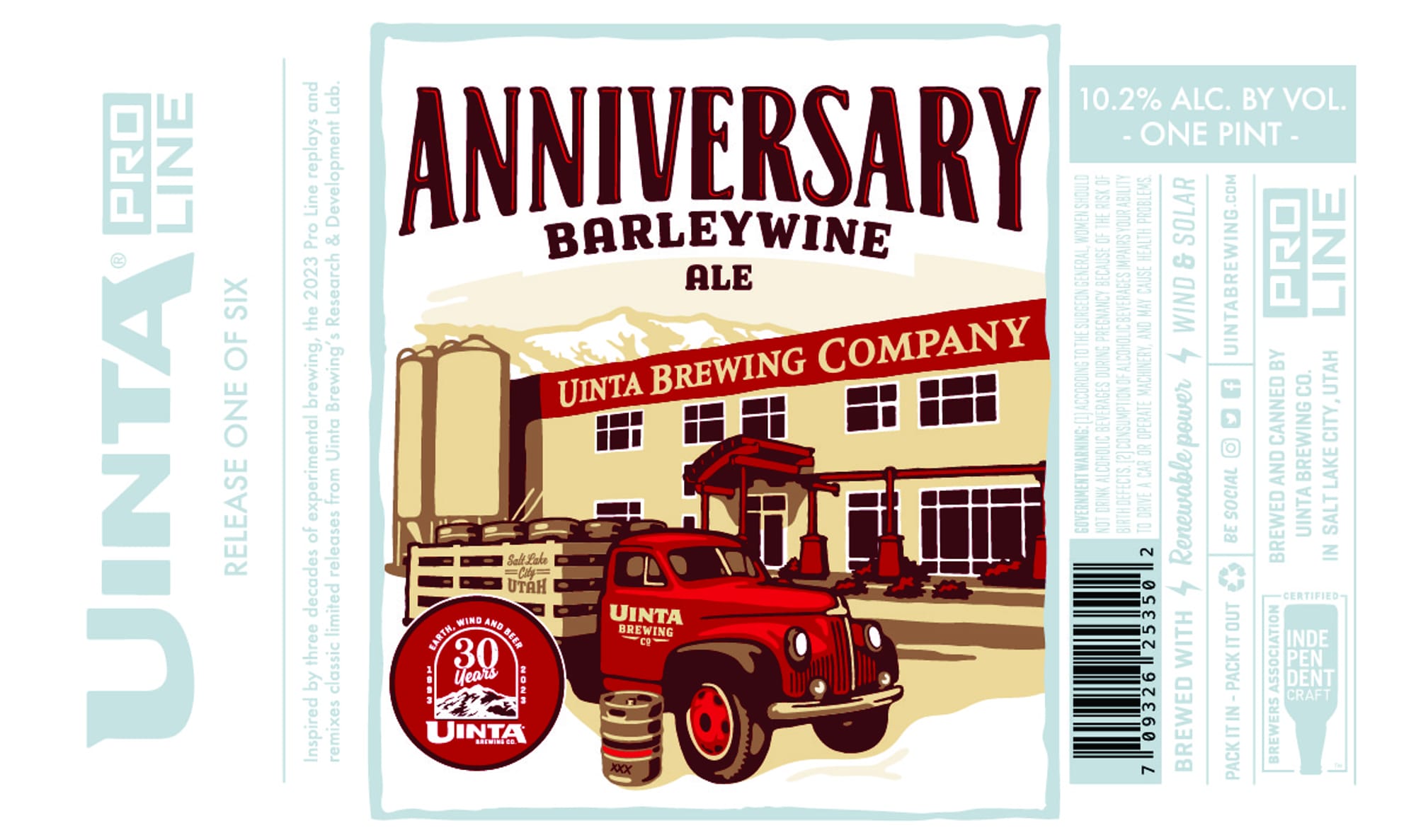 ANNIVERSARY BARLEY WINE by UINTA BREWING CO. - beer label