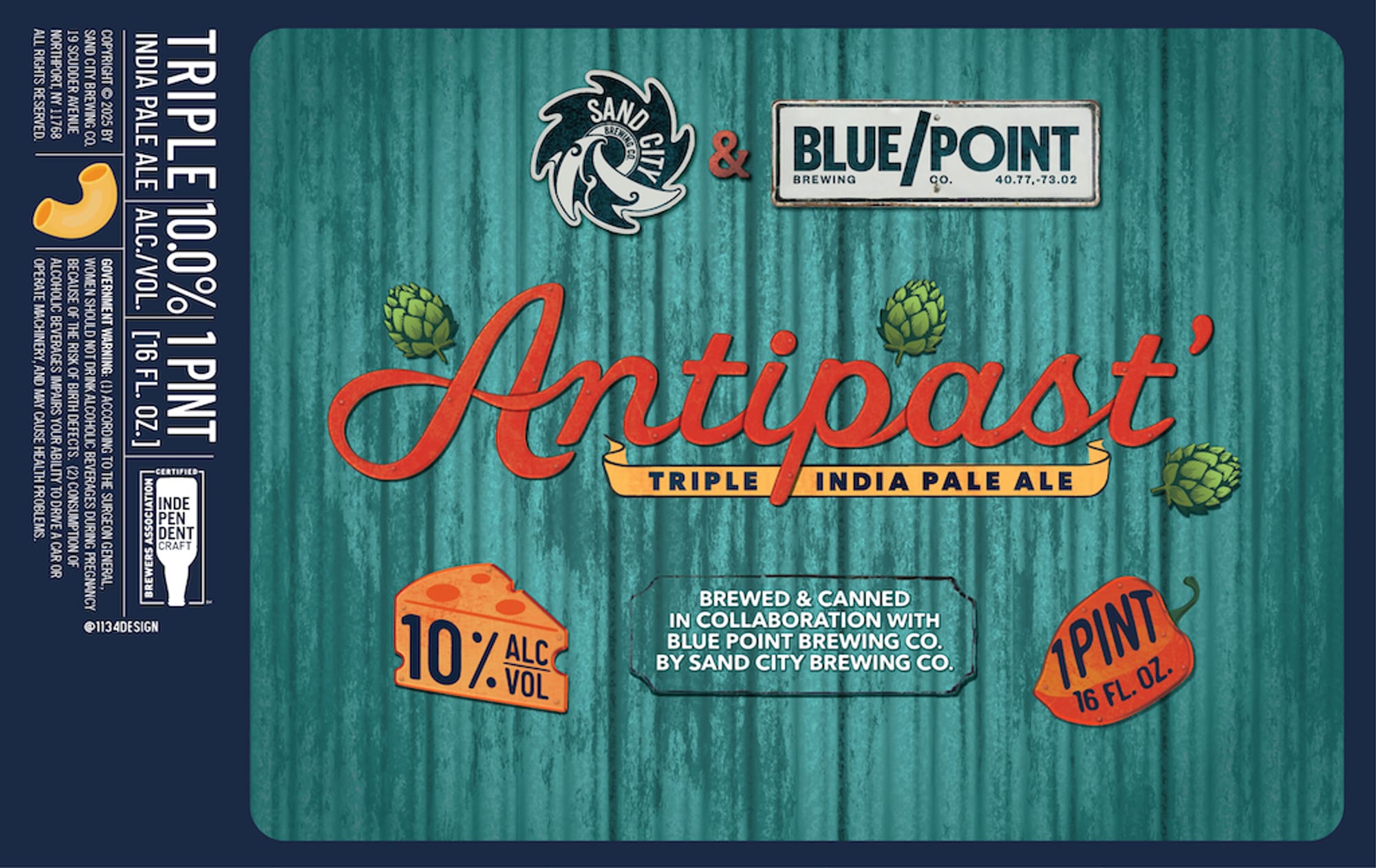 Antipasti by Sand City Brewing & Bluepoint Brewing Co. - beer label