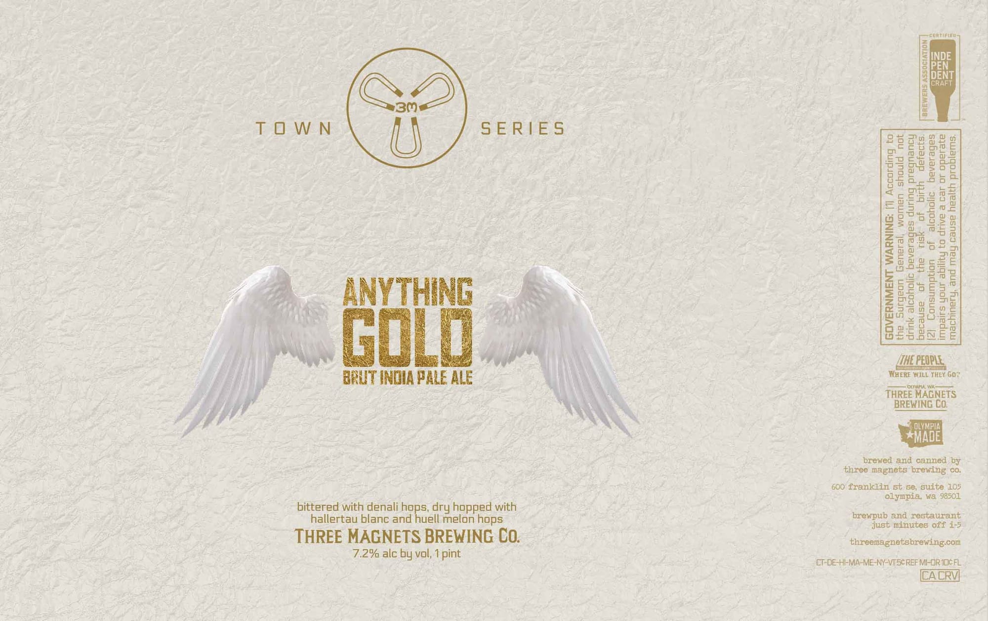 Anything Gold by Three Magnets Brewing Co. - beer label