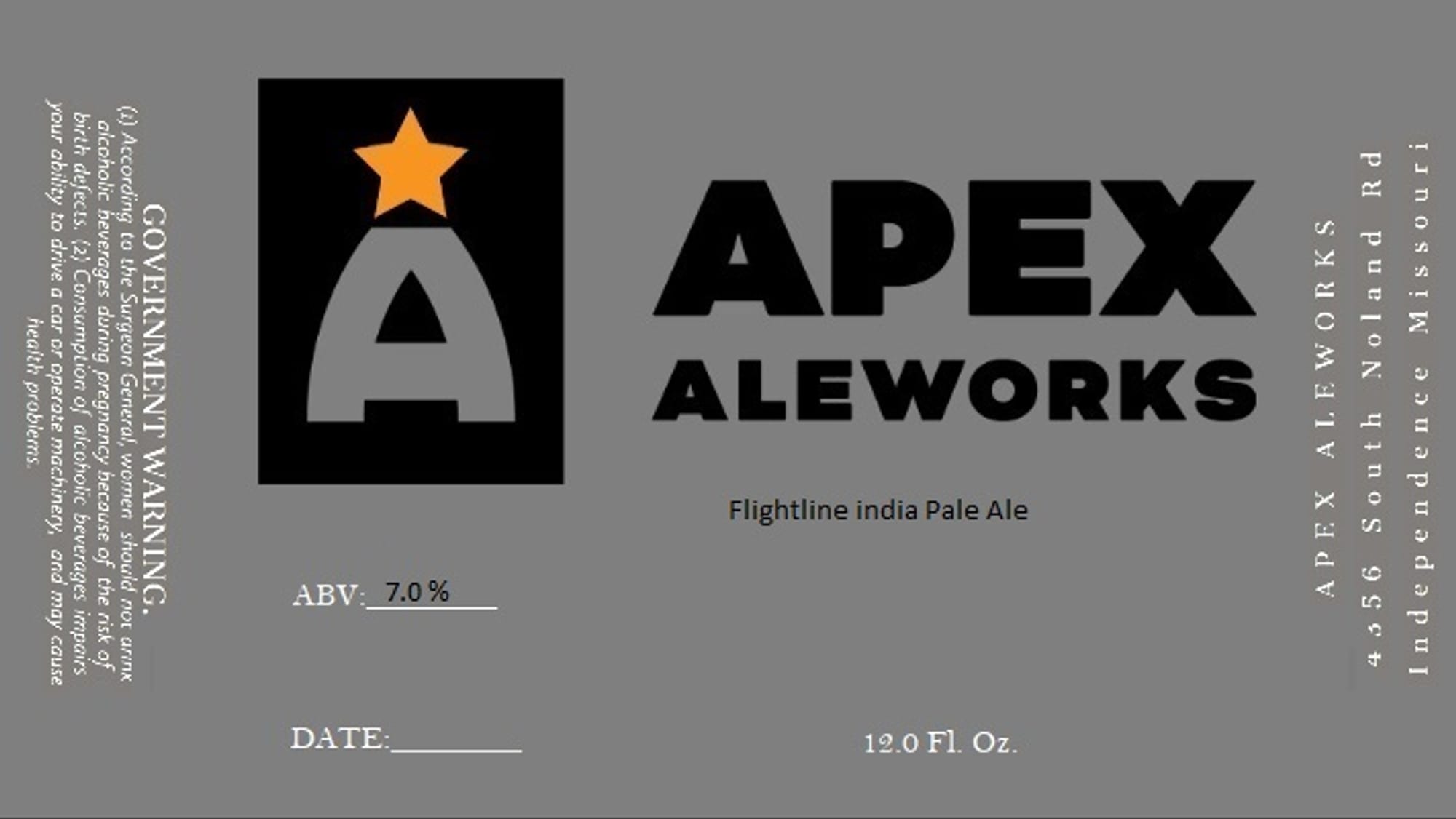 Flightline India Pale Ale by Apex Aleworks - beer label
