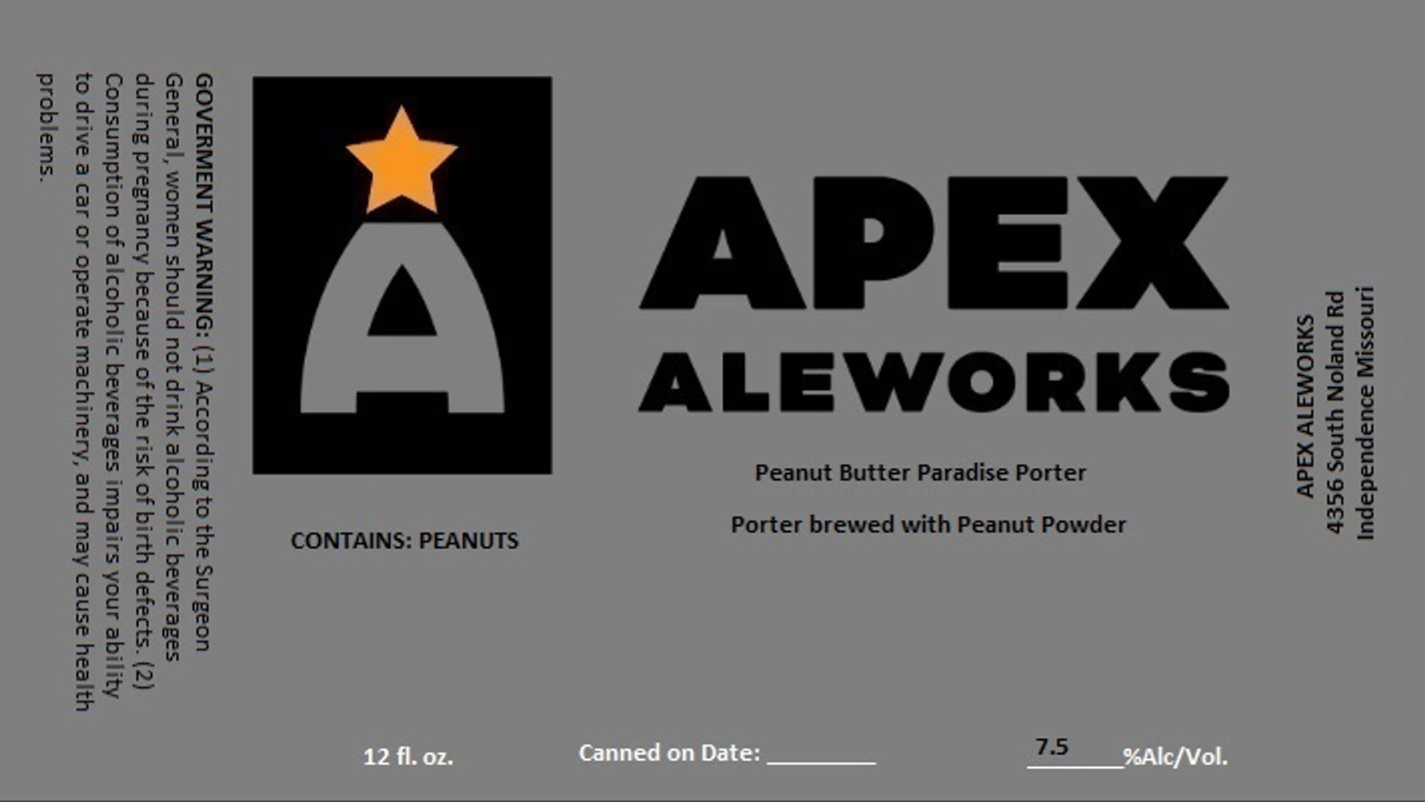 Peanut Butter Paradise Porter by Apex Aleworks - beer label