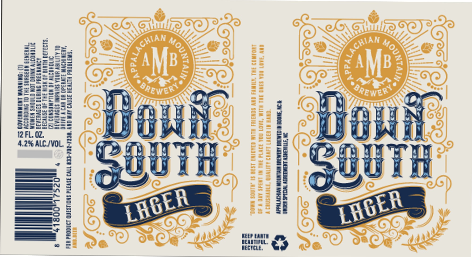 Down South Lager by Appalachian Mountain Brewery - beer label