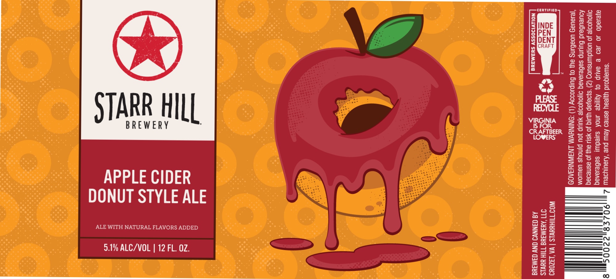 Apple Cider Donut Style Ale by Starr Hill Brewery - beer label