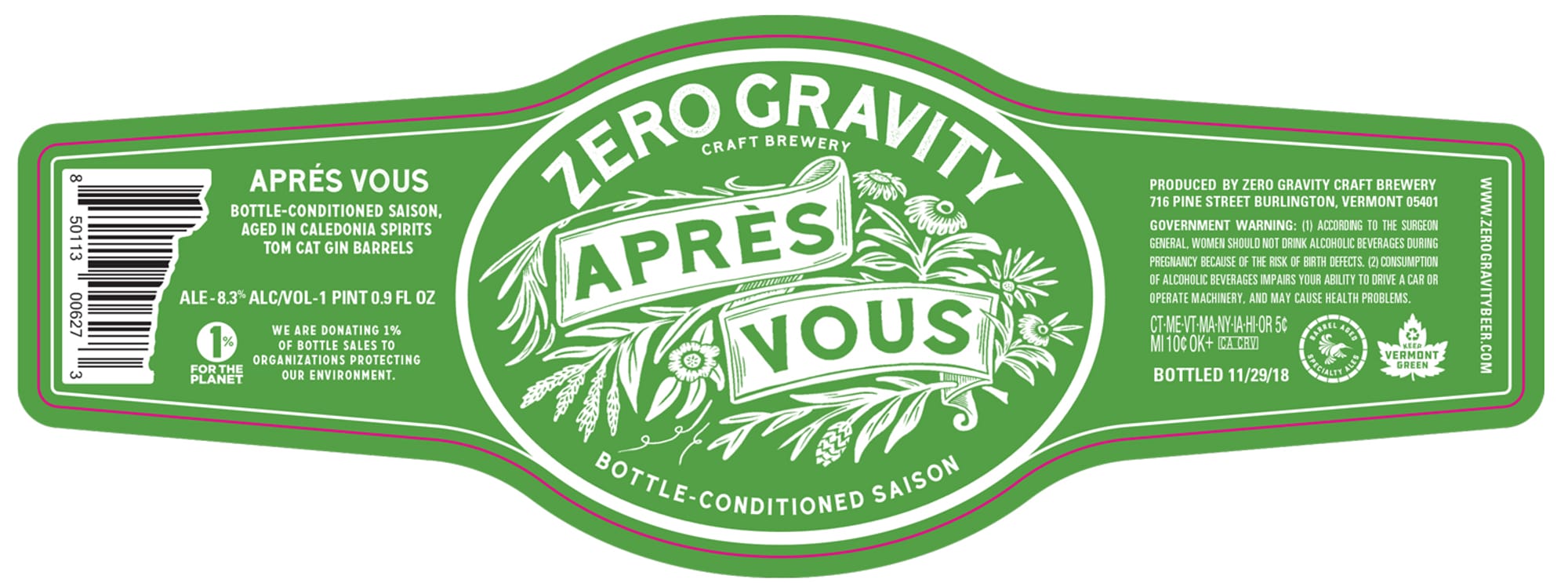 Aprés Vous by Zero Gravity Craft Brewery - beer label