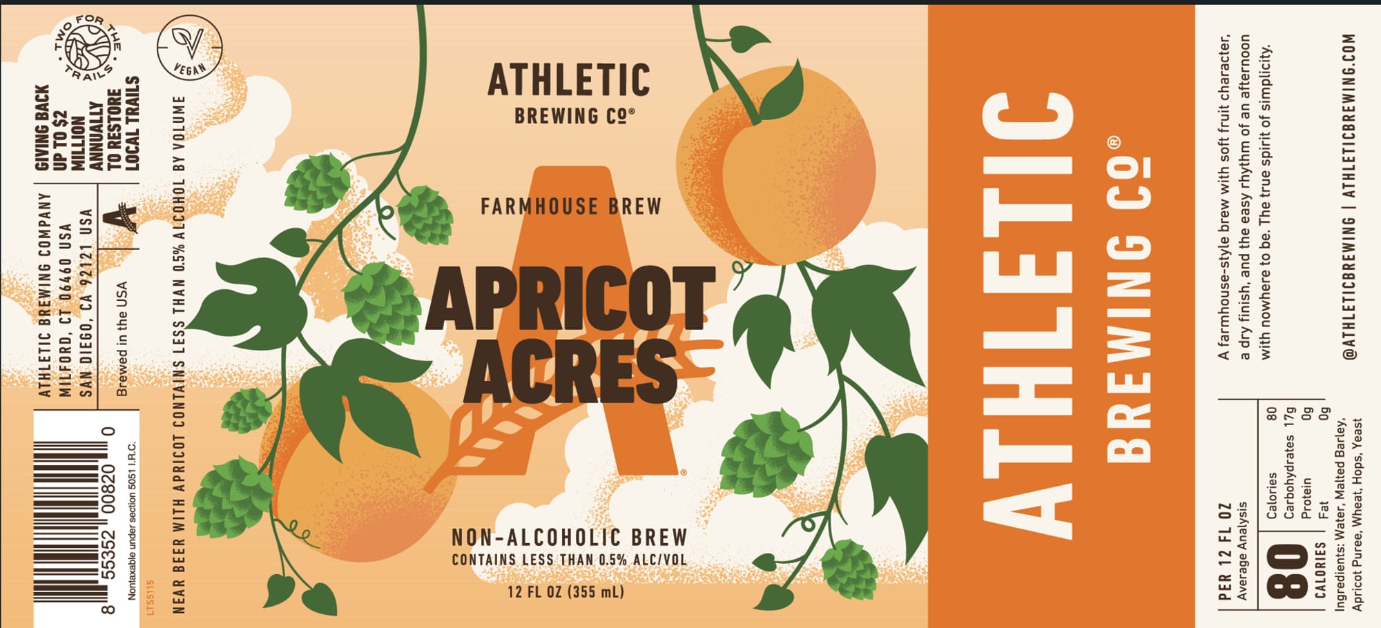 Apricot Acres by Athletic Brewing Co. - beer label