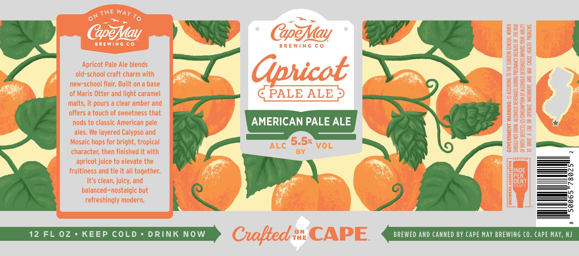 Apricot Pale Ale by Cape May Brewing Co - beer label
