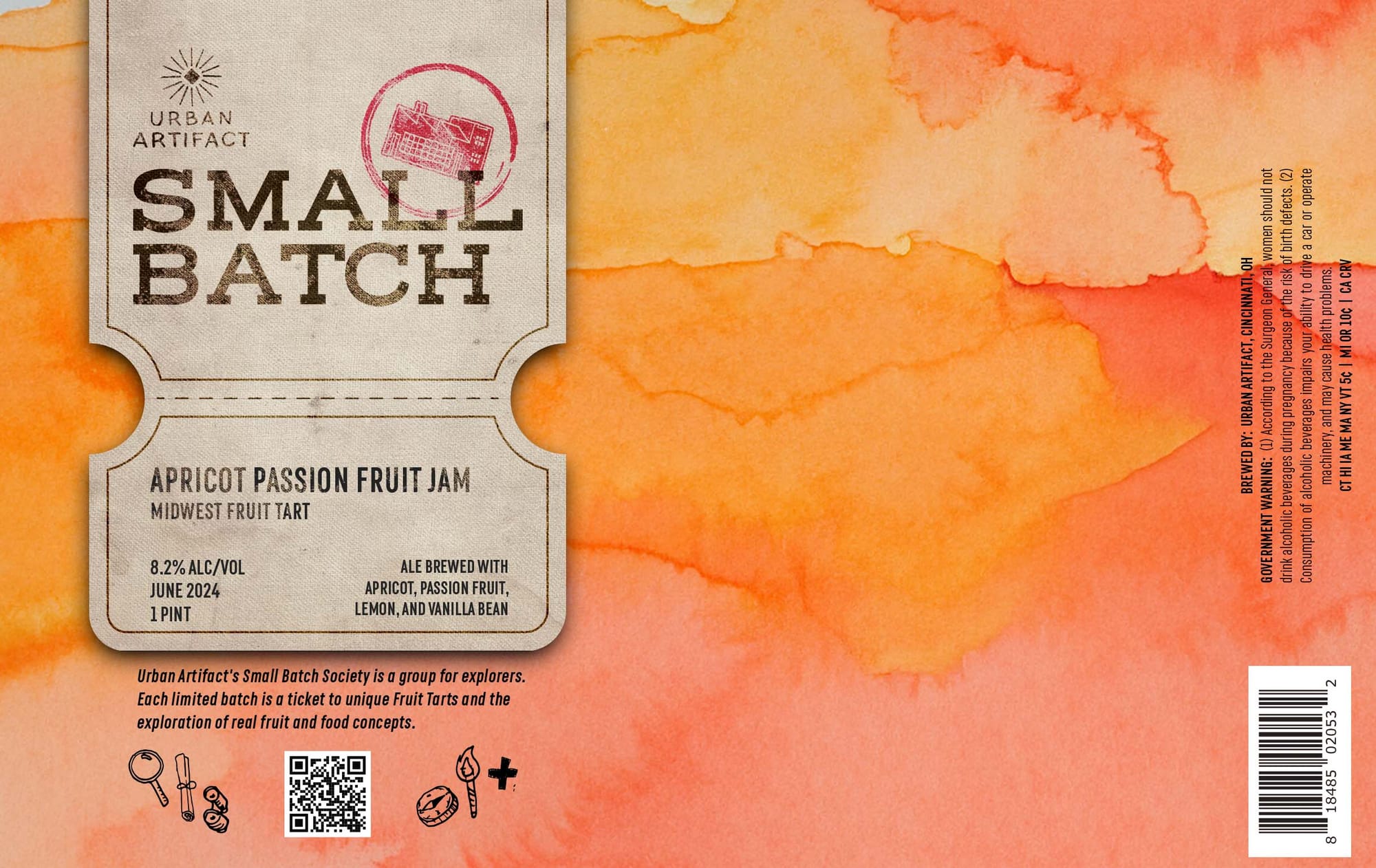 Apricot Passion Fruit Jam by Urban Artifact - beer label