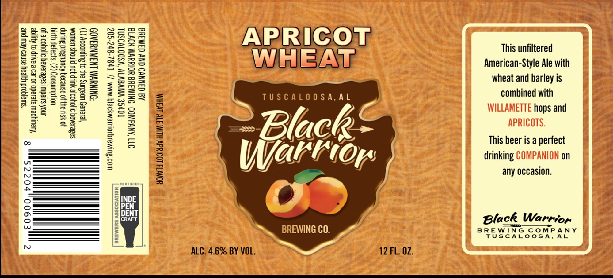 Apricot Wheat by Black Warrior Brewing Co. - beer label