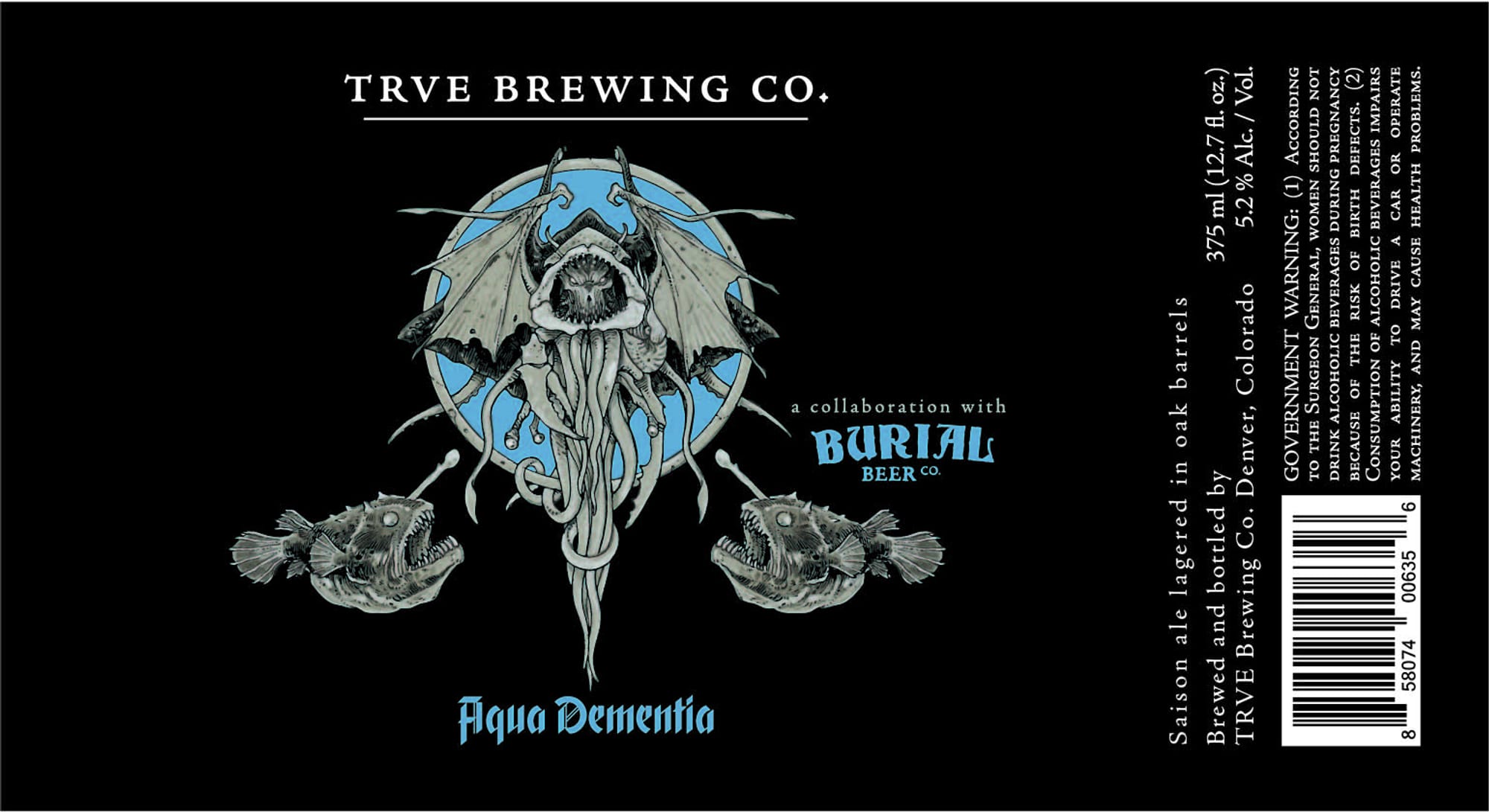Aqua Dementia by Trve Brewing Co. - beer label