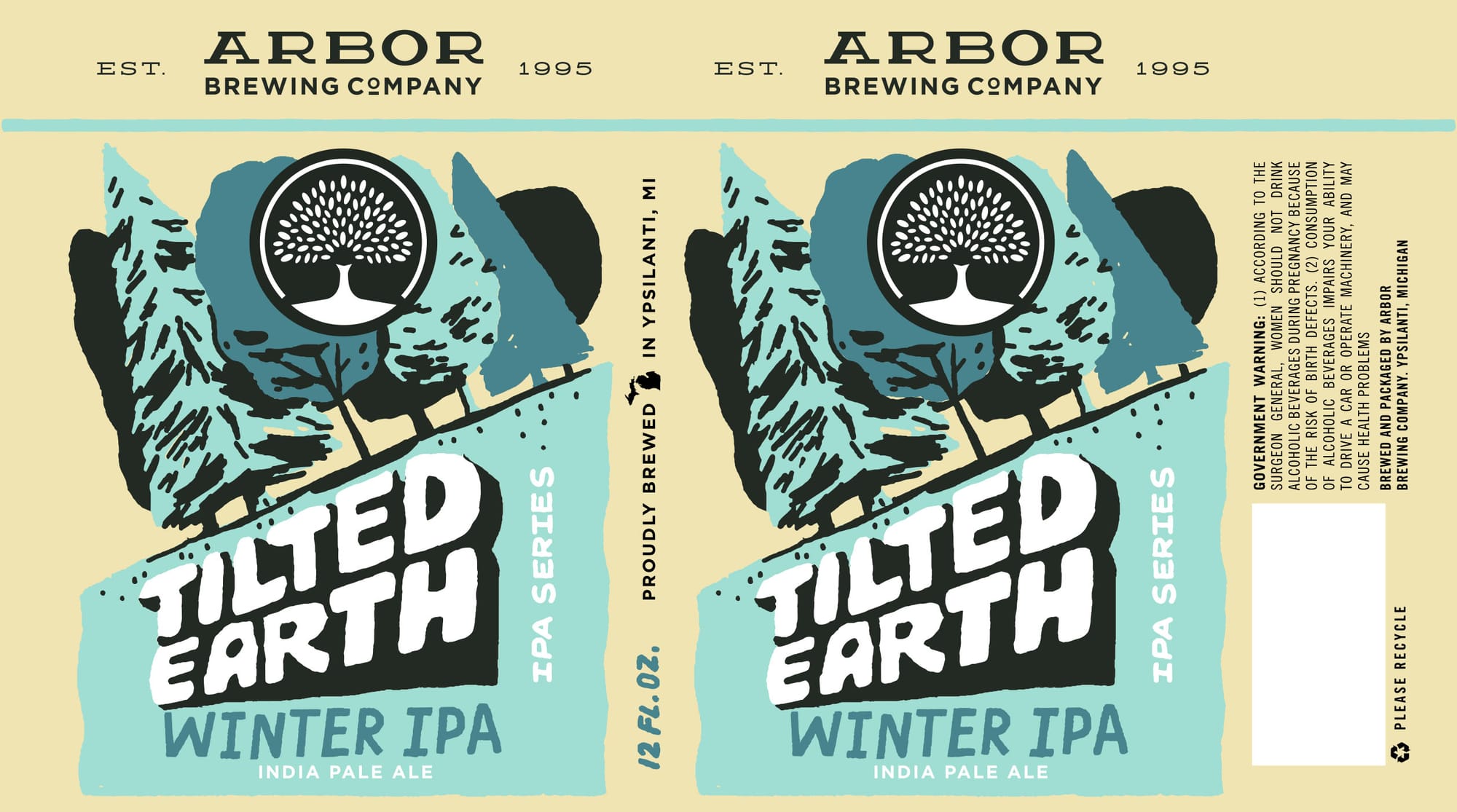 Tilted Earth Winter IPA by Arbor Brewing Company - beer label