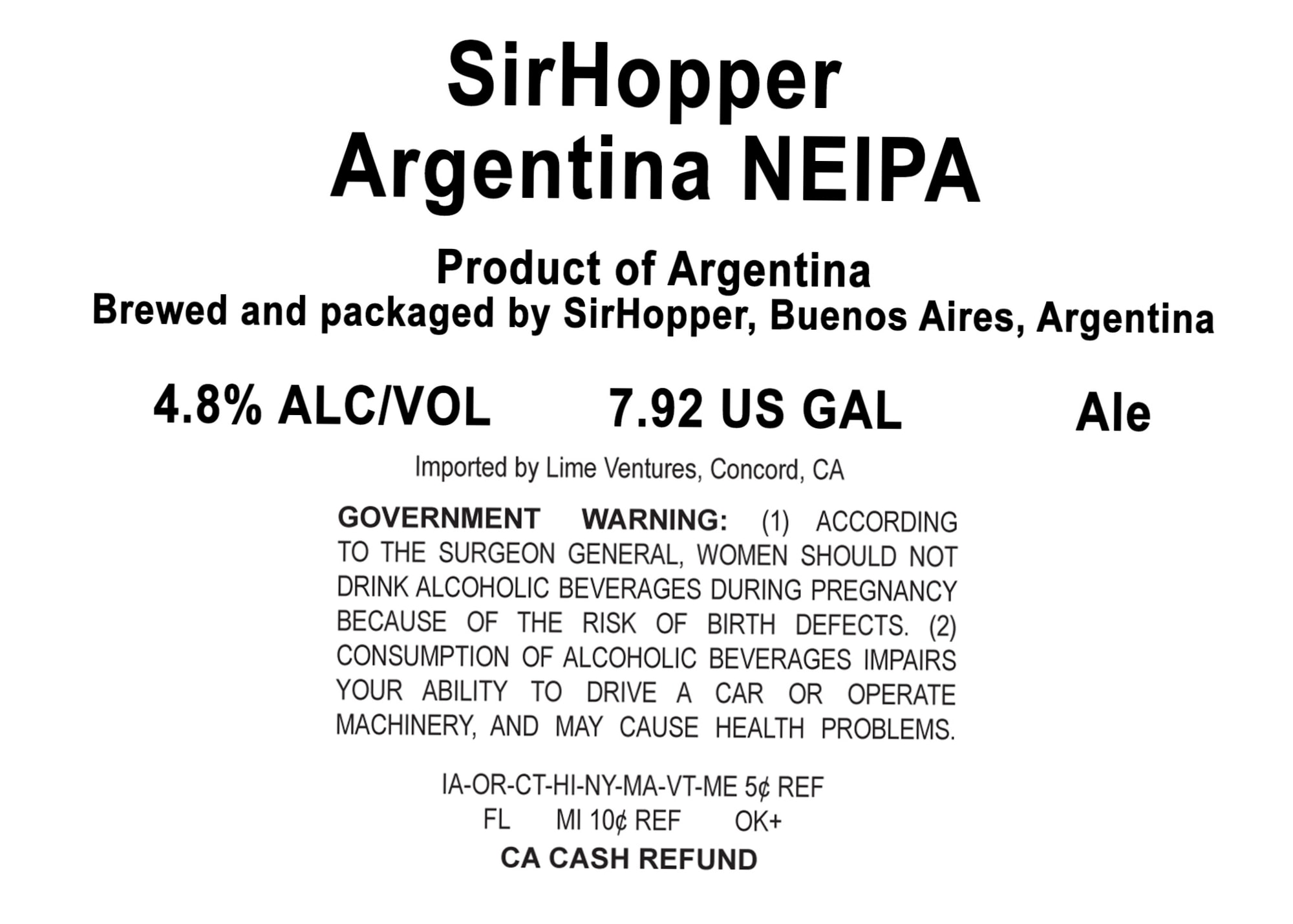 Argentina NEIPA by SirHopper - beer label