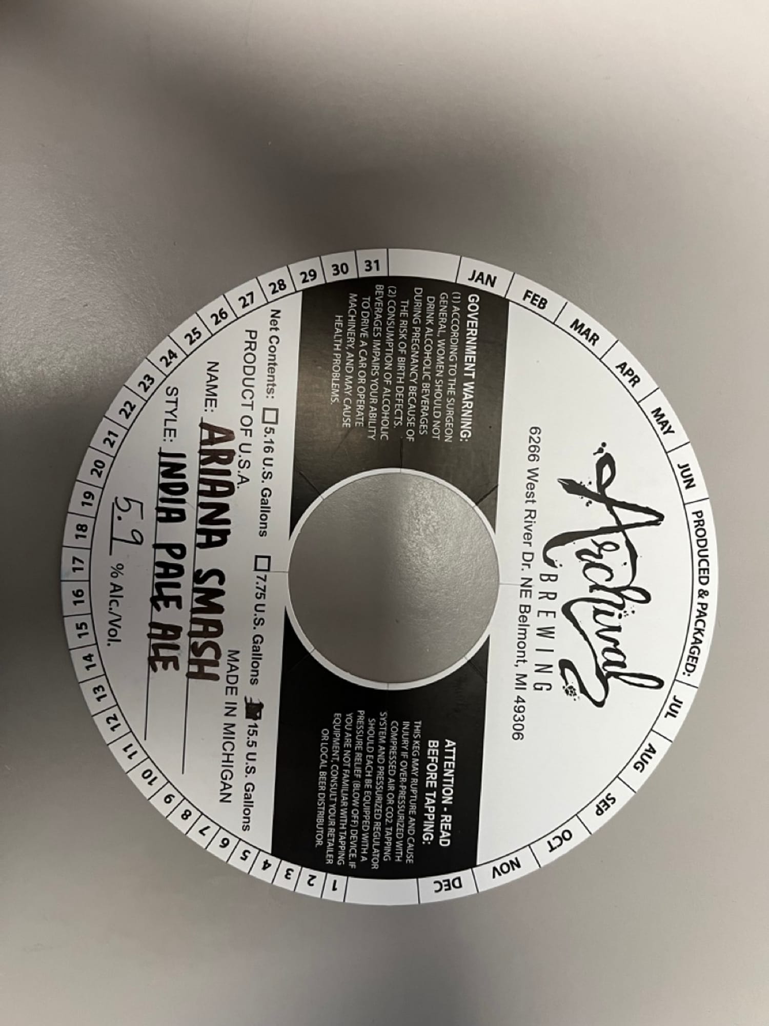 Ariana Smash by Archival Brewing - beer label