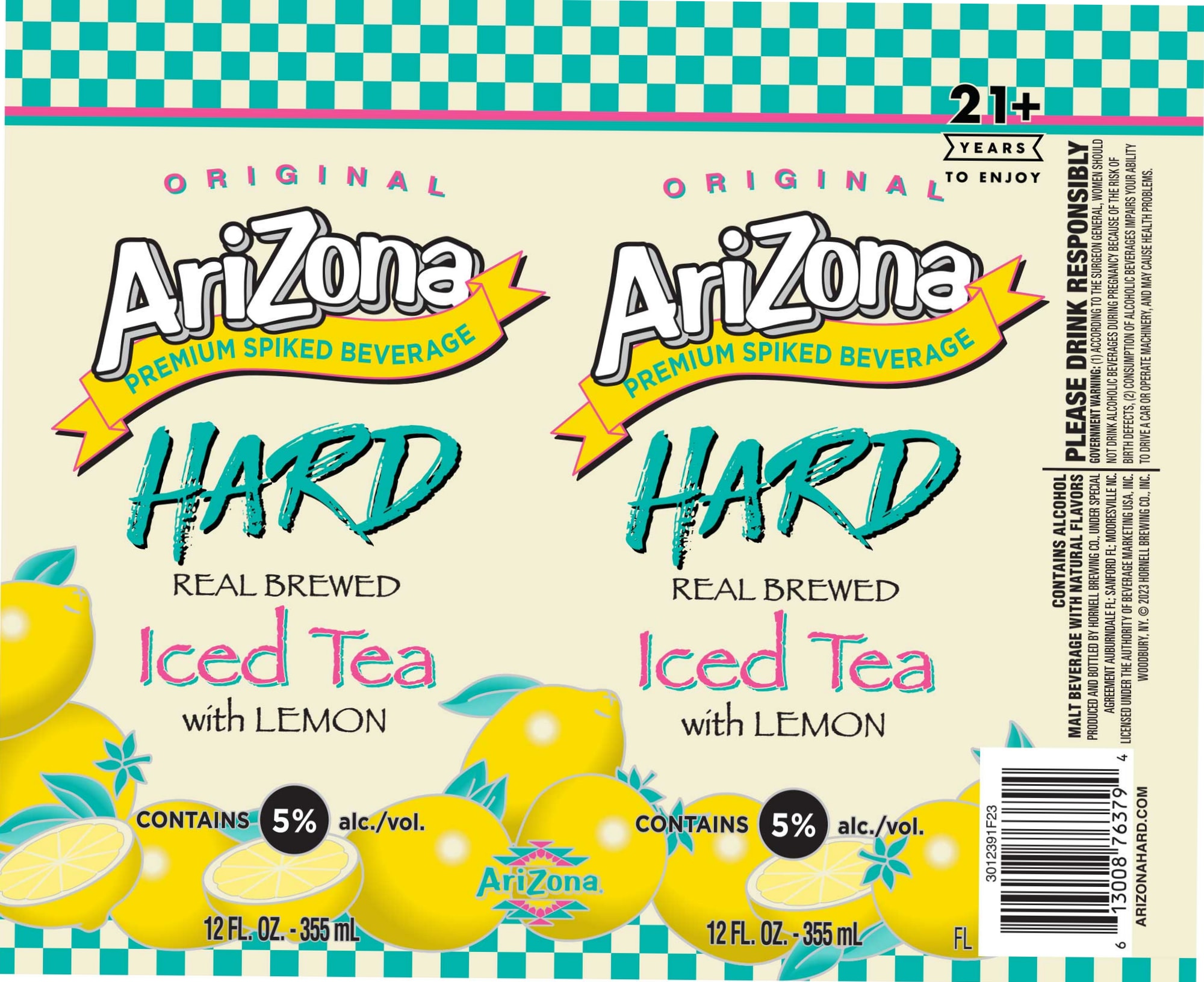 Arizona Hard Iced Tea with Lemon by Arizona Beverage Co. - beer label
