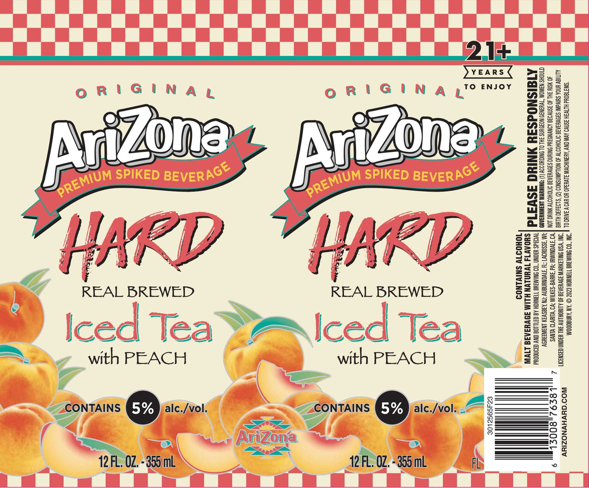 Hard Iced Tea with Peach by Arizona - beer label