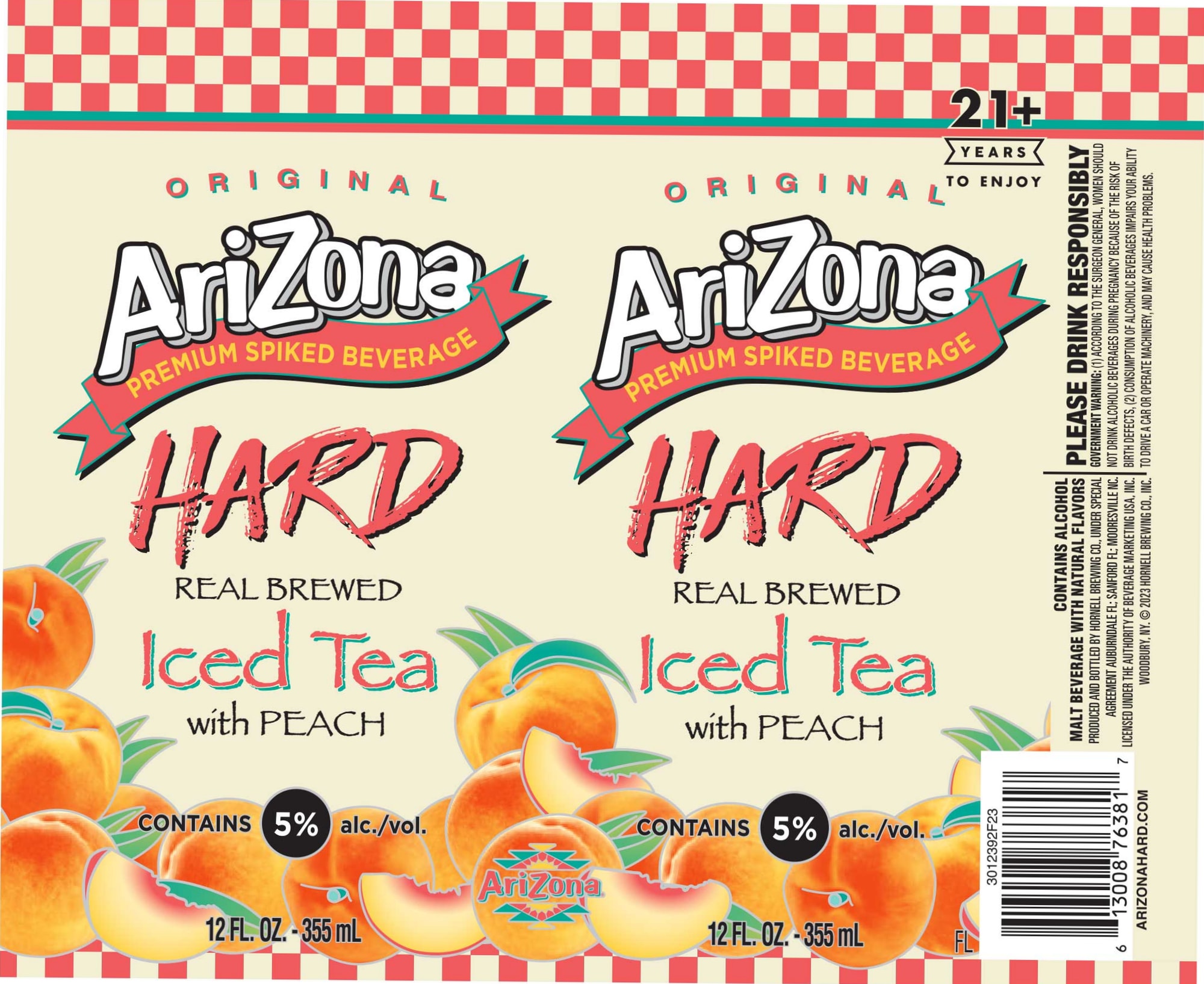 Arizona Hard Peach Iced Tea by Arizona Beverages - beer label