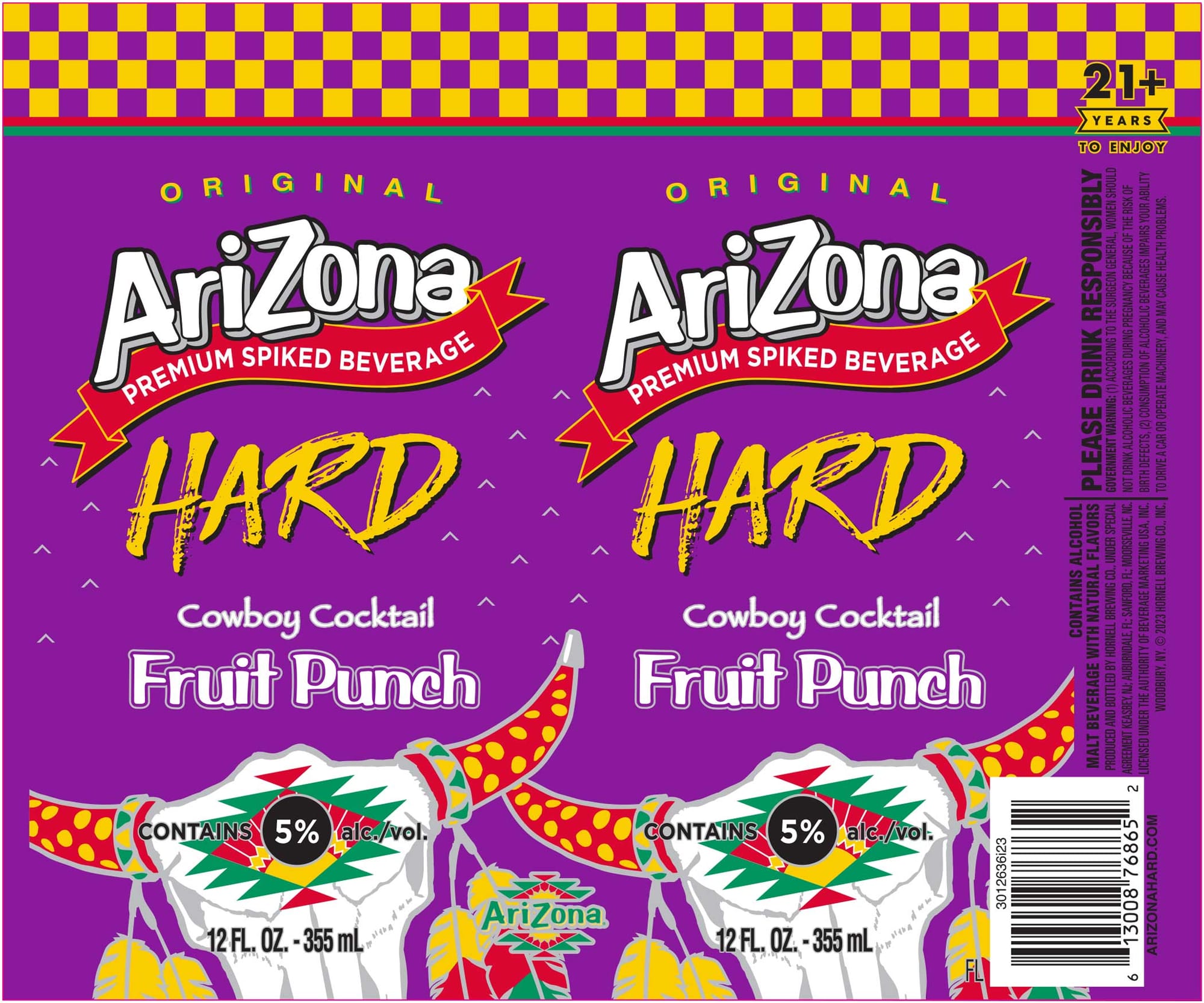 Arizona Hard Cowboy Cocktail Fruit Punch by Arizona Beverage Co. - beer label