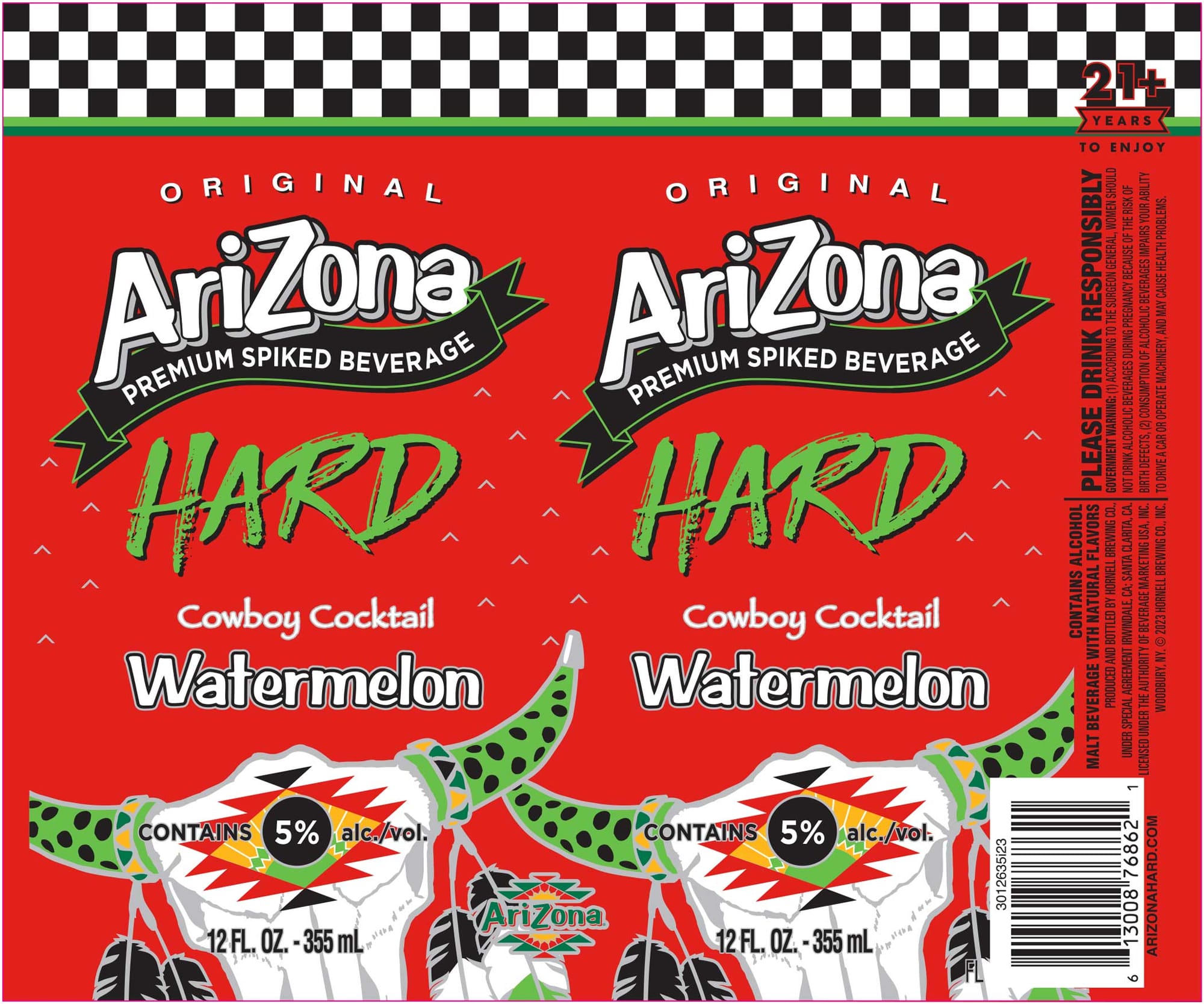 Hard Seltzer Cowboy Cocktail Watermelon by Arizona - beer label