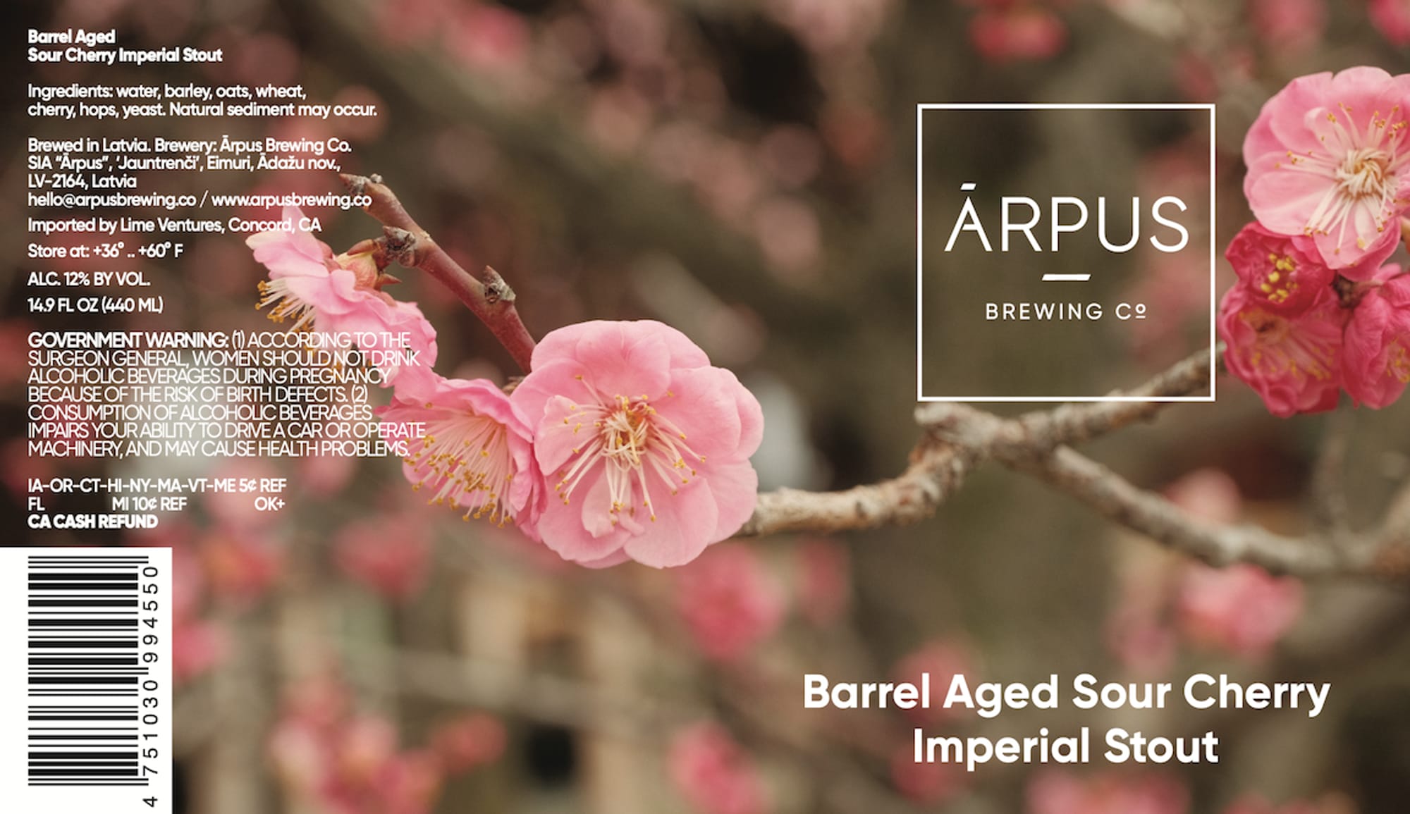Barrel Aged Sour Cherry Imperial Stout by Arpus Brewing Co. - beer label