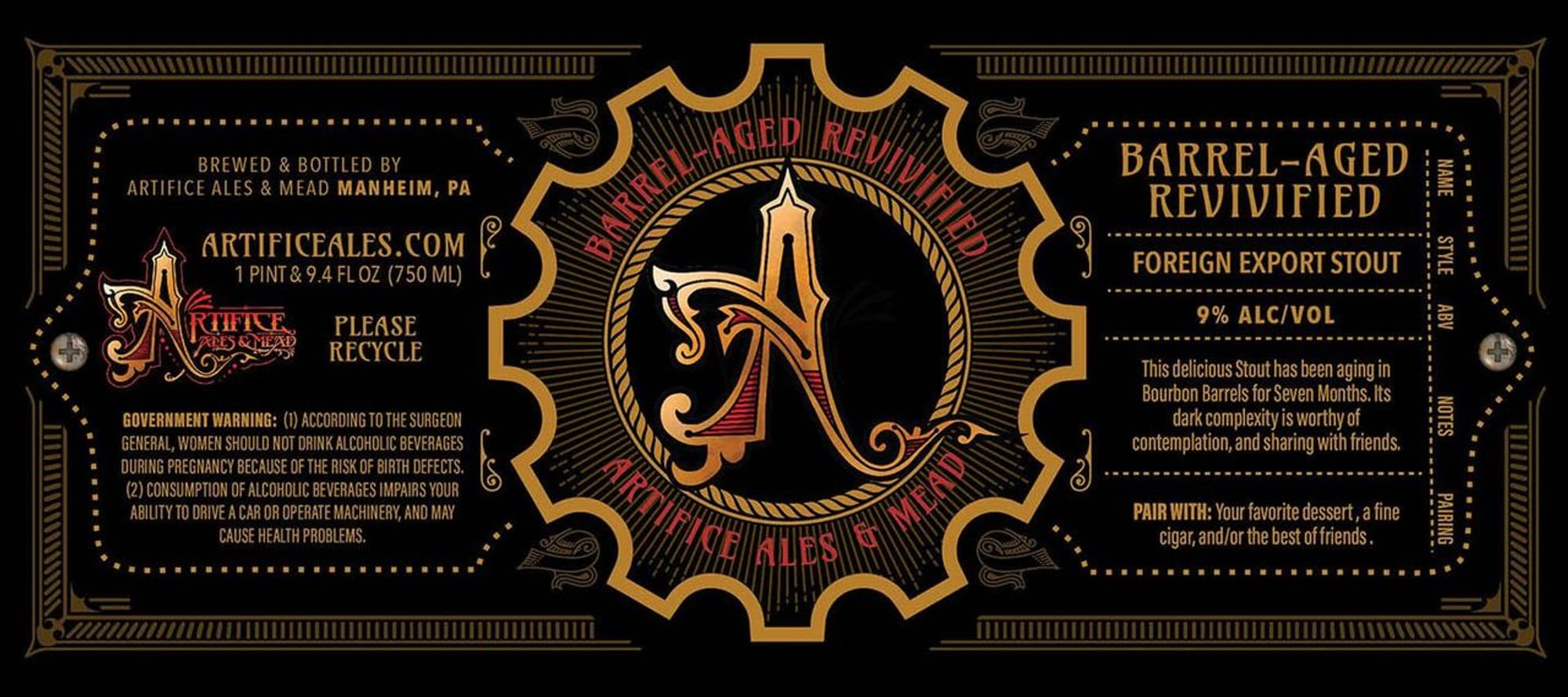 Barrel-Aged Revivified by Artifice Ales & Mead - beer label