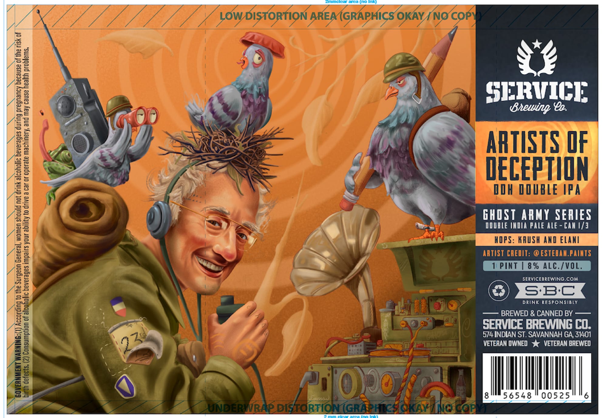 Artists of Deception Doh Double IPA by Service Brewing Co. - beer label