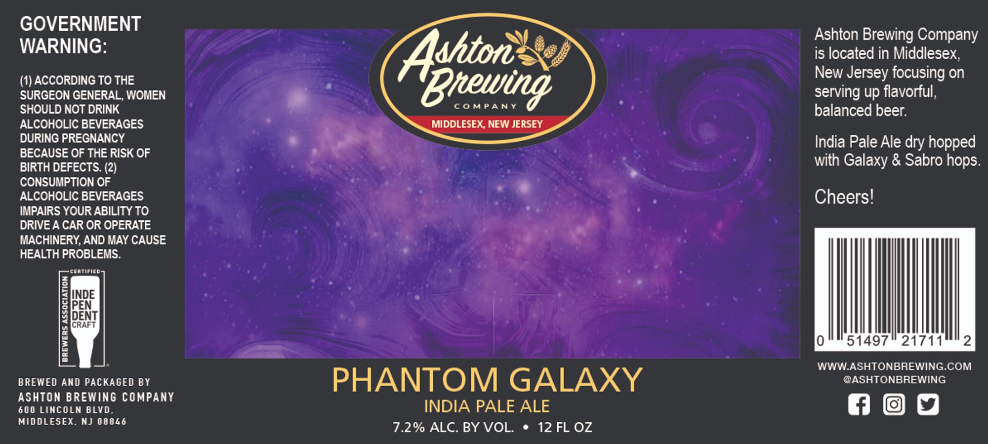 Phantom Galaxy by Ashton Brewing Company - beer label
