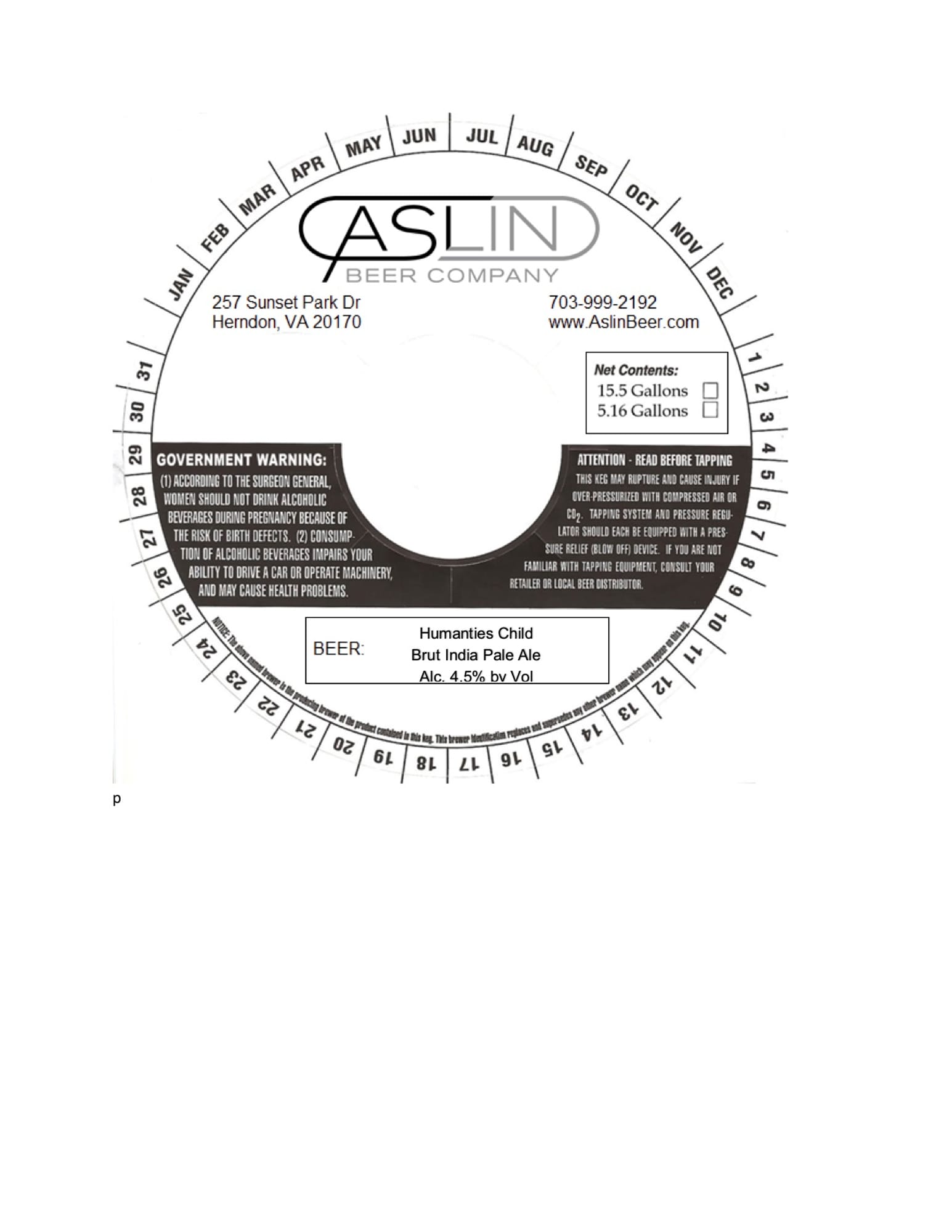 Humanties Child by Aslin Beer Company - beer label
