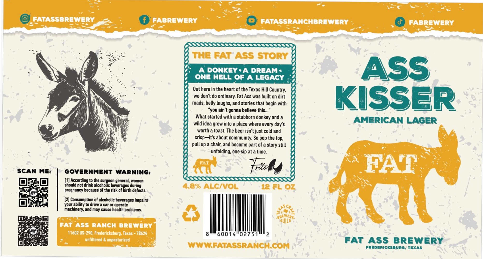 Ass Kisser by Fat Ass Brewery - beer label