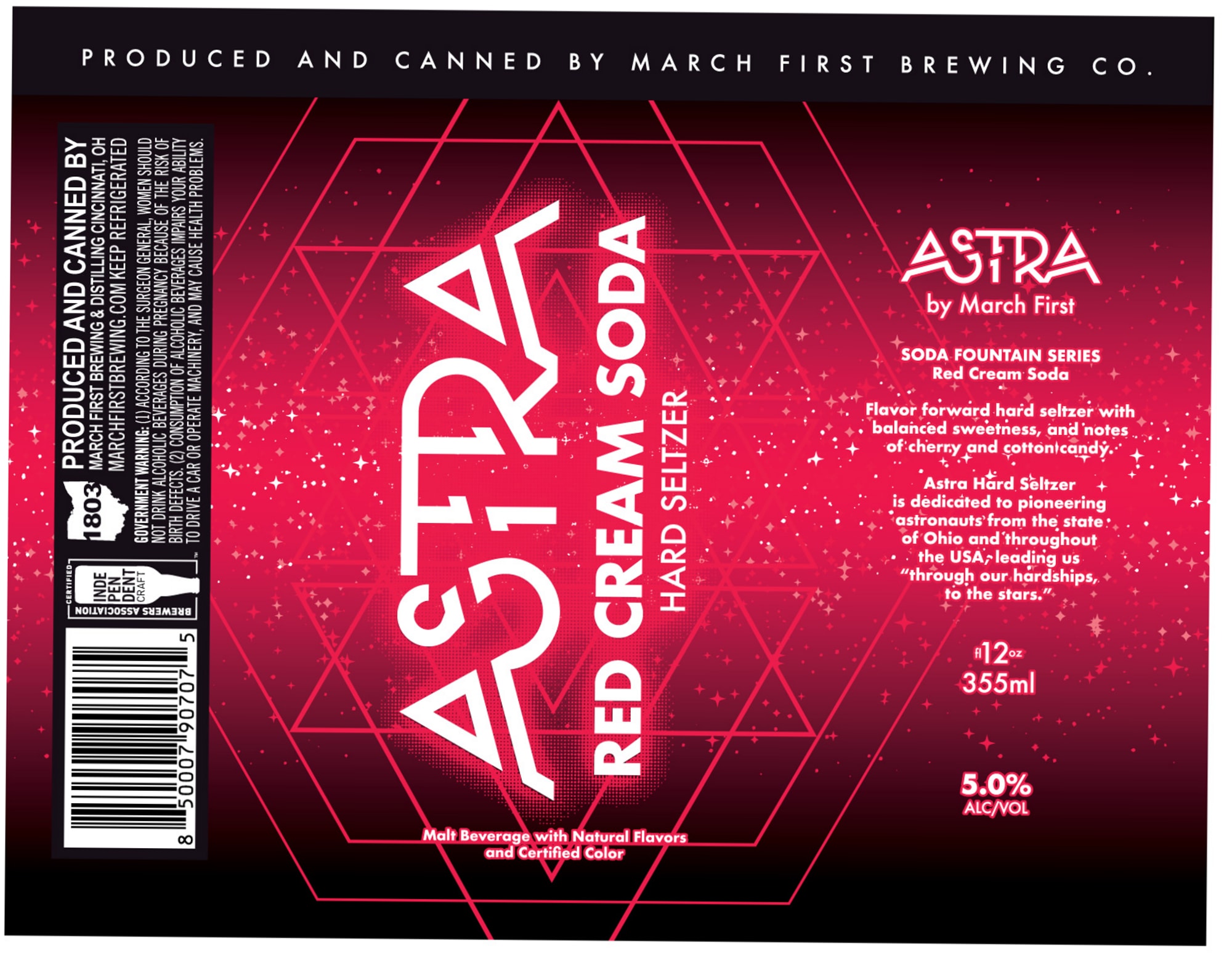 Astra Red Cream Seltzer by March First Brewing Co. - beer label