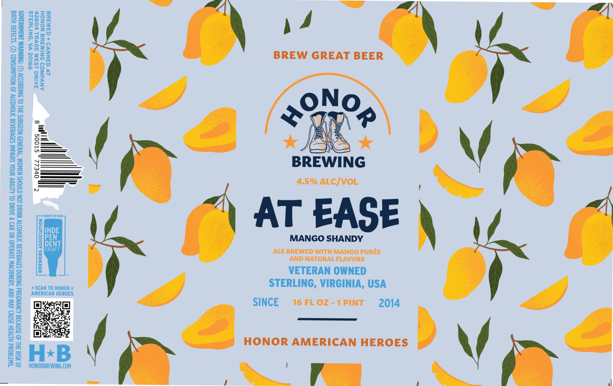 At Ease by Honor Brewing Company - beer label