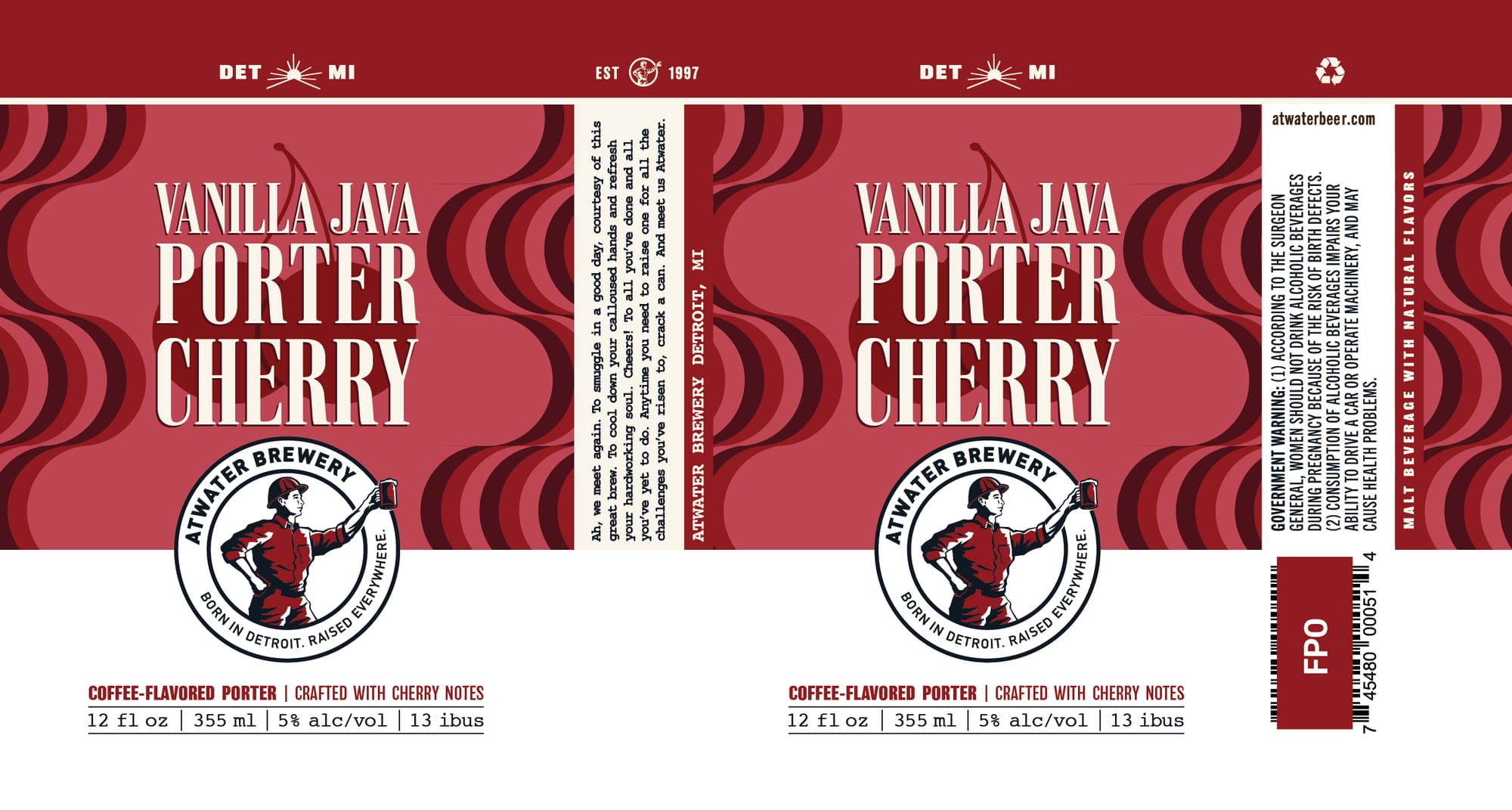 Vanilla Java Porter Cherry by Atwater Brewery - beer label