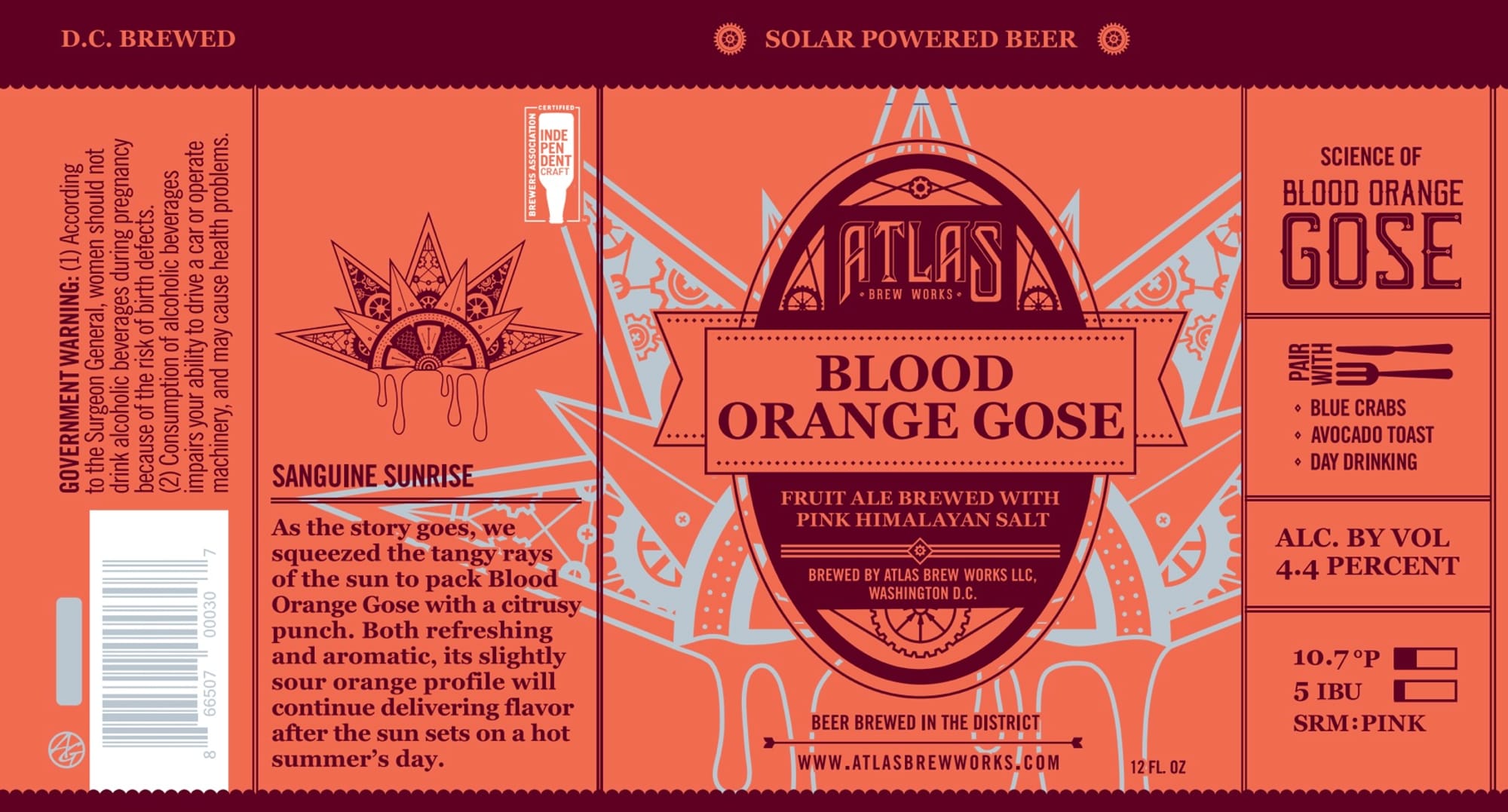 Blood Orange Gose by Atlas Brew Works - beer label