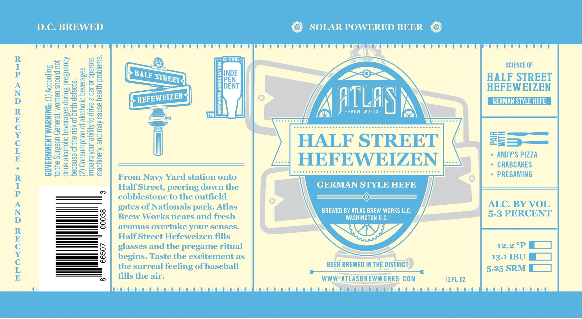 Half Street Hefeweizen by Atlas Brew Works - beer label