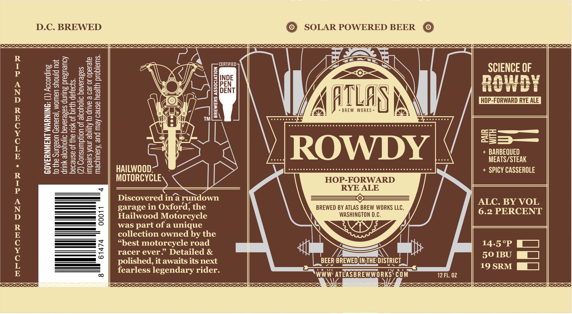 Rowdy by Atlas Brew Works - beer label