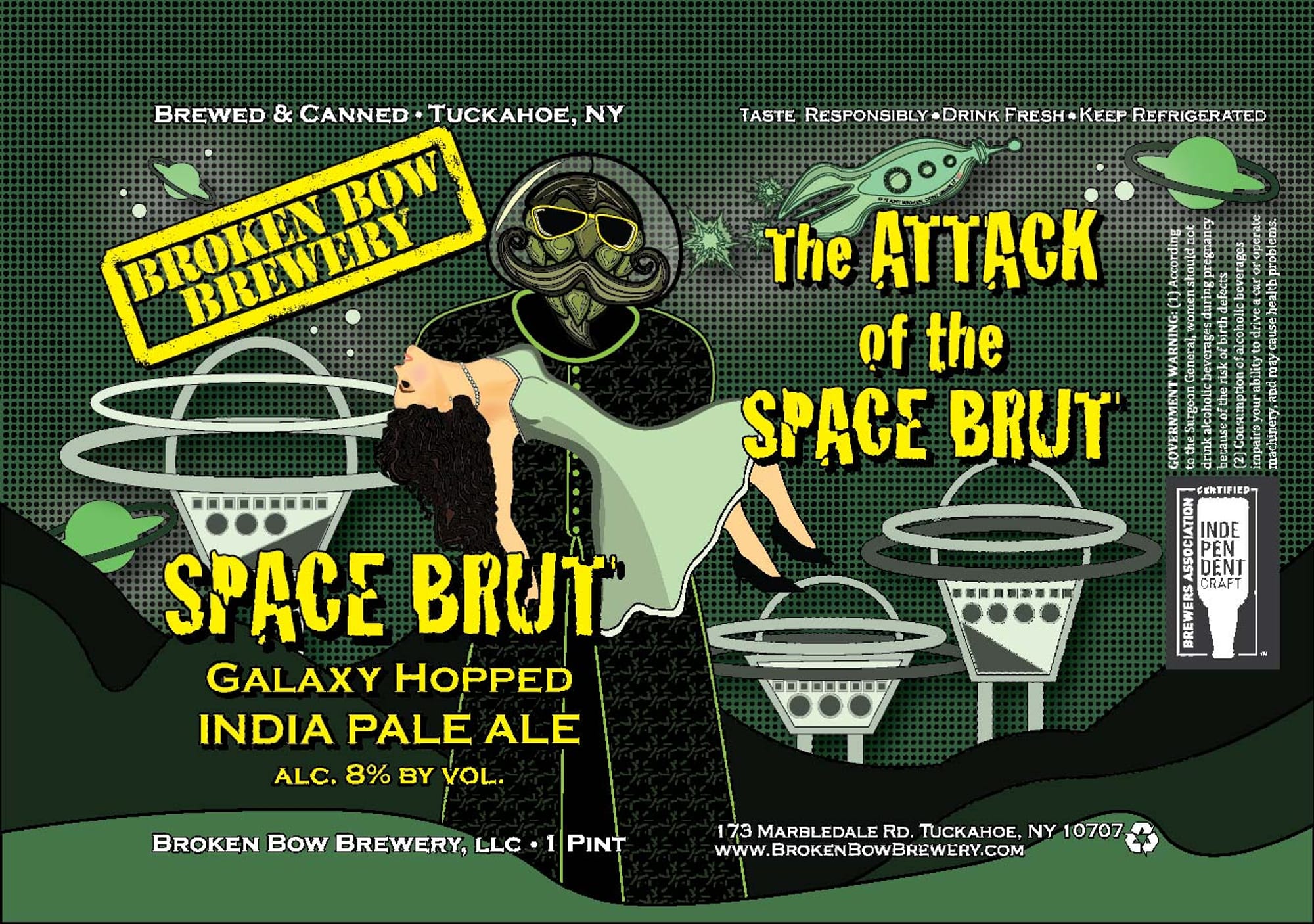 The Attack of the Space Brut by Broken Bow Brewery - beer label