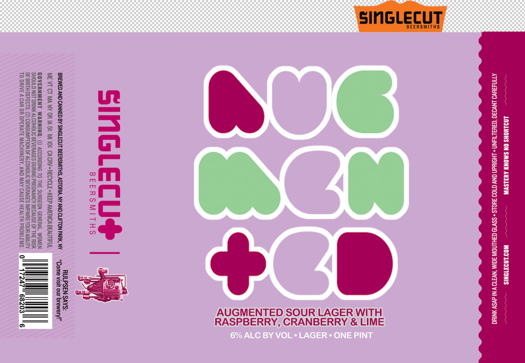 Augmented Sour Lager with Raspberry, Cranberry & Lime by SingleCut Beersmiths - beer label